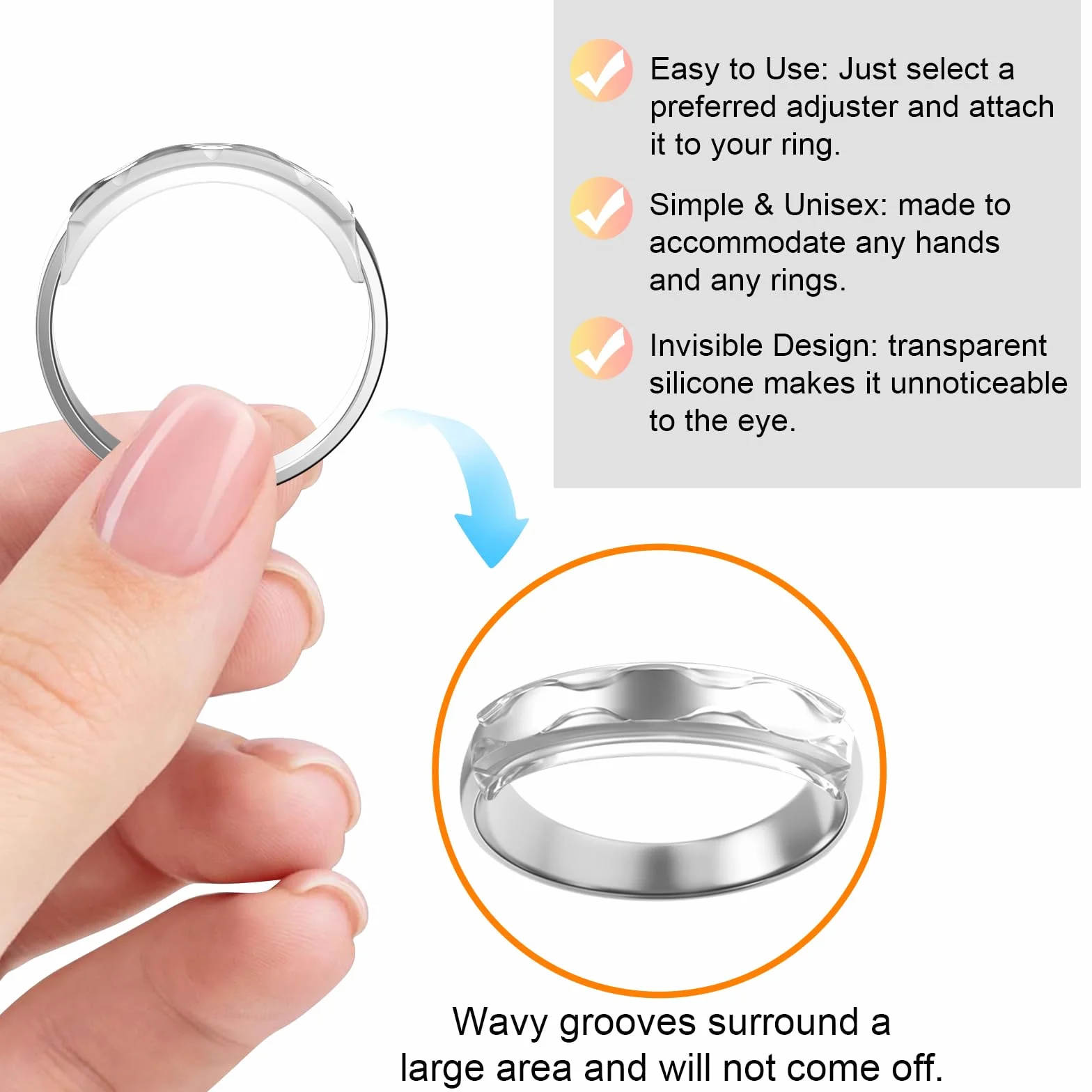 Haiou Ajusteur de Bague Réducteur Invisible 12 pièces