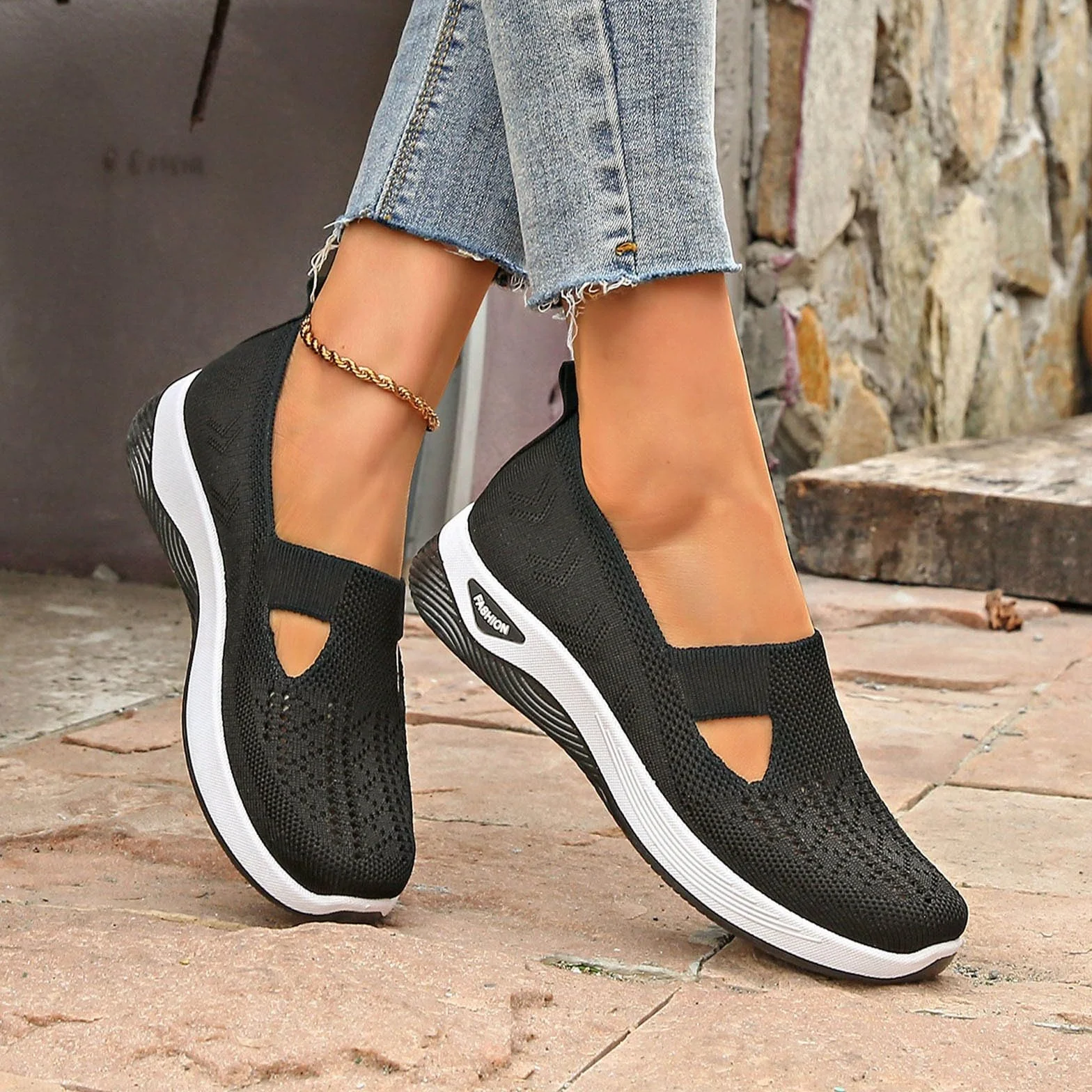 Baskets Orthopédiques Femme Été Légères Respirantes Antidérapantes Slip on Confort