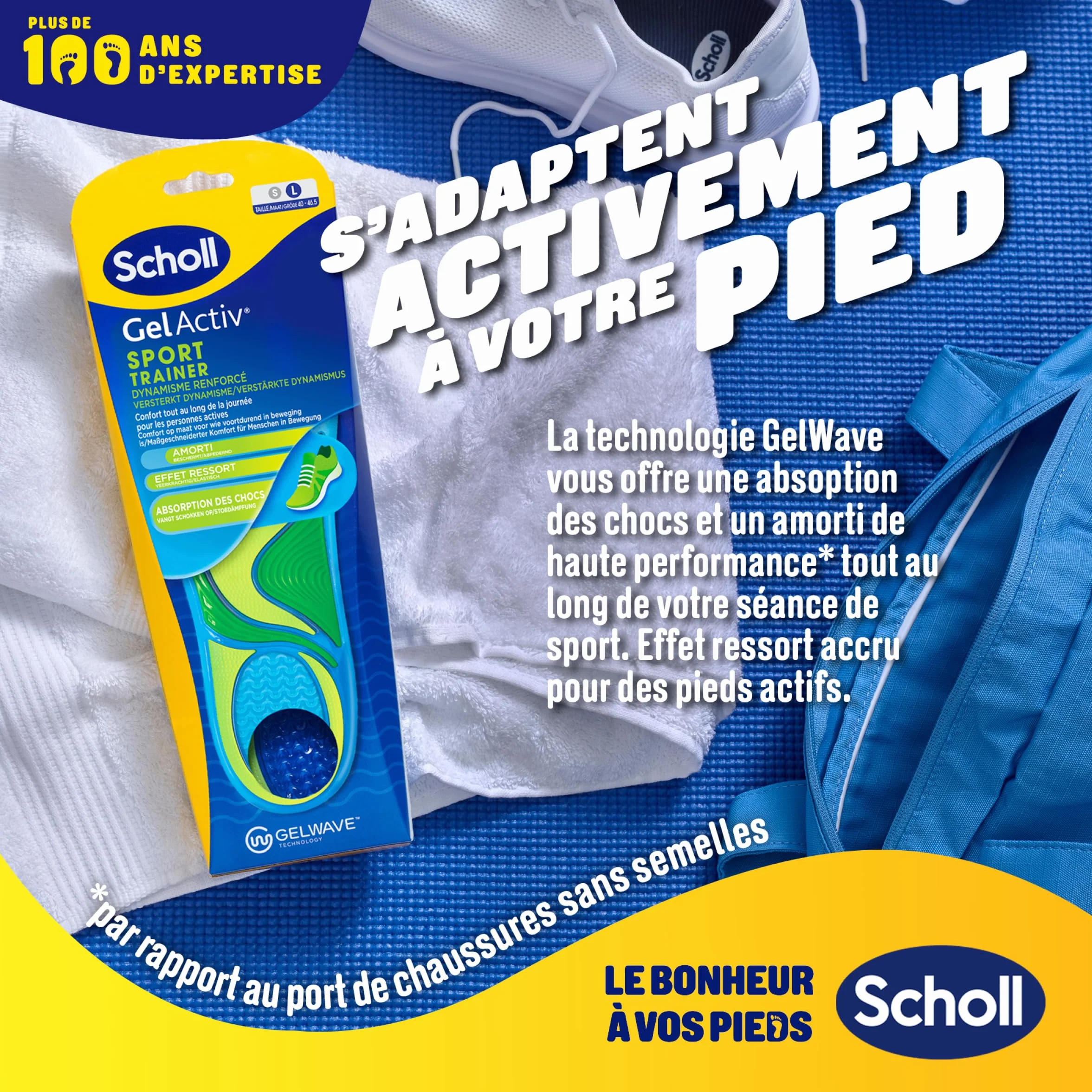 Dr. Scholl's Semelles GelActiv Sport Hommes - GelWave Absorption des Chocs - Taille 40-46,5