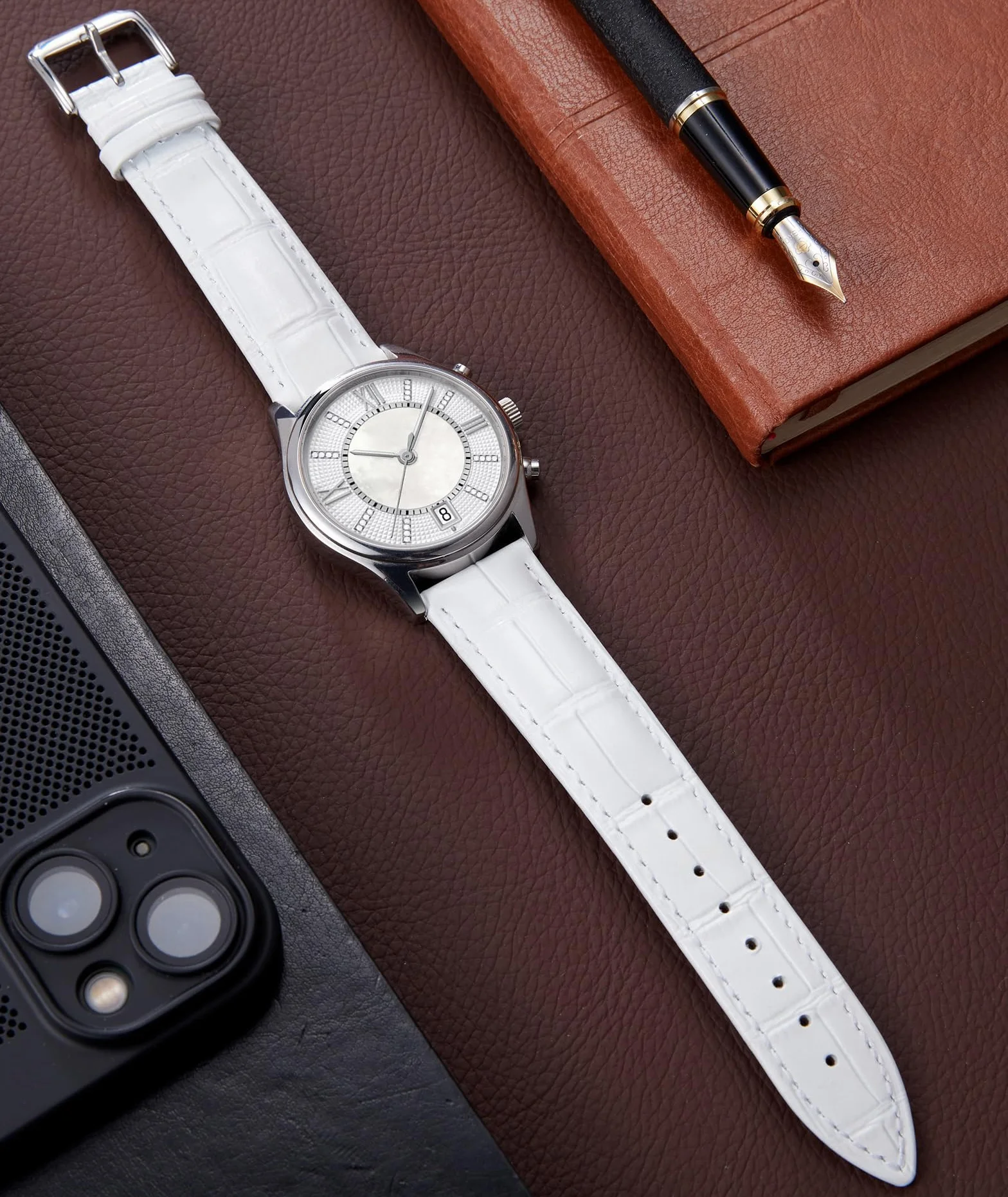 Bracelet de Montre en Cuir Véritable Remplacement à Dégagement Rapide pour Homme Femme 10 Couleurs 10-23mm