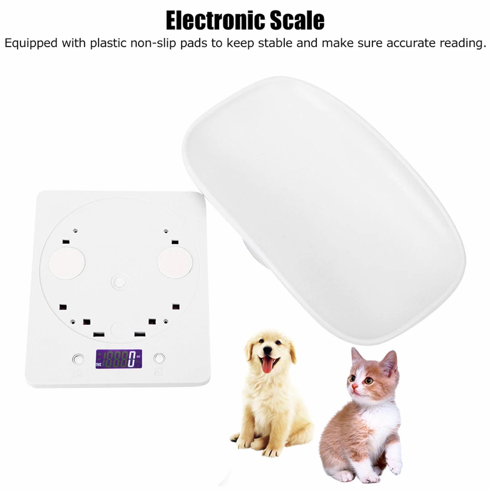 Balance Numérique pour Animaux de Compagnie 10 kg/1 g, Pesée de Précision pour Chats Chiens Bébé