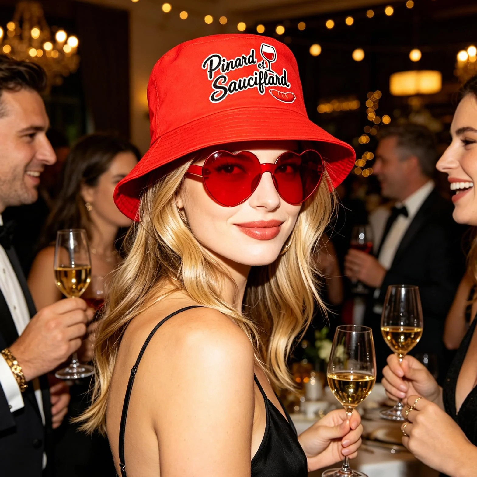 Bob Homme en Set 2 Pièces Rouge Humour Toujours, Lunettes Coeur Rouges, Chapeau de Fête Ajustable