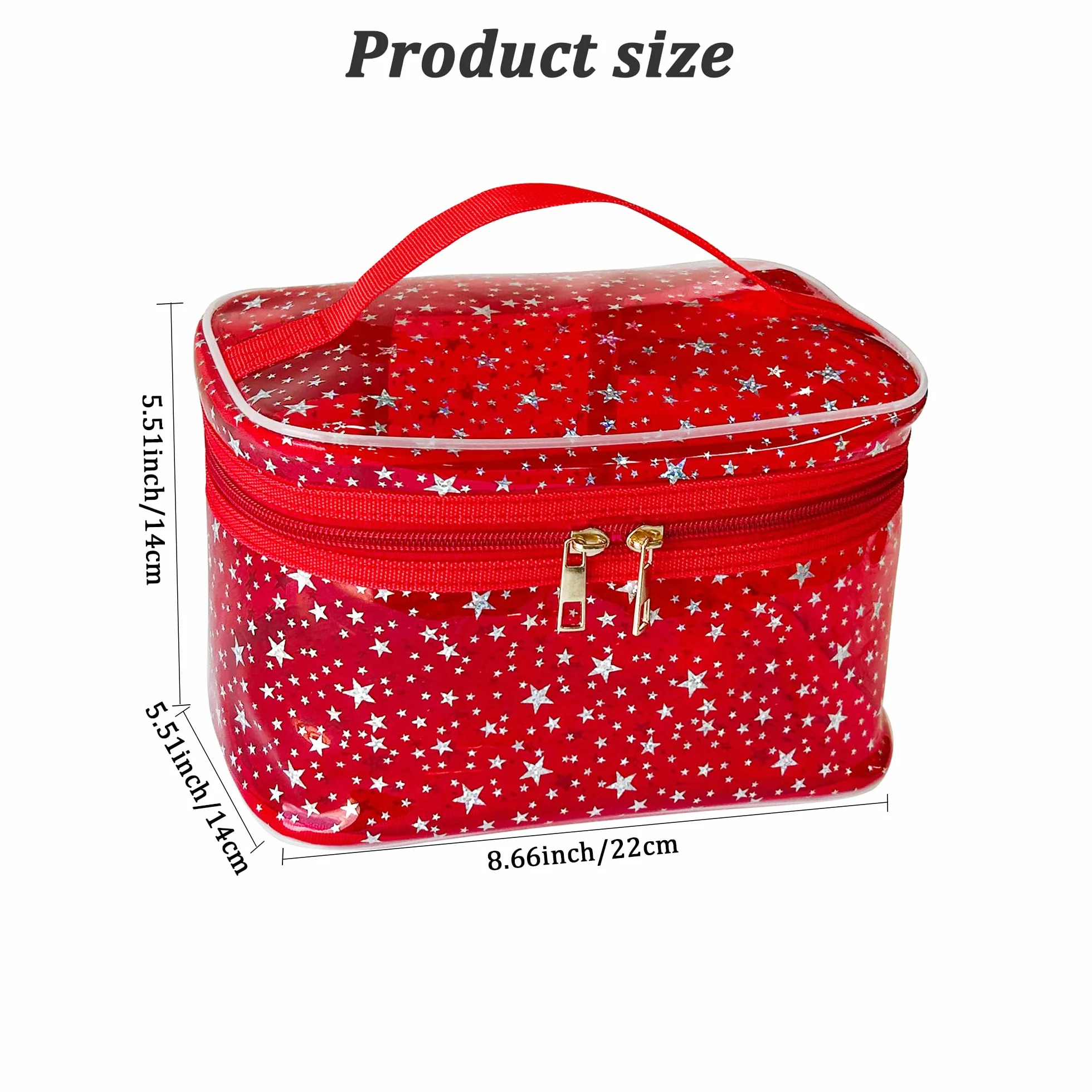 Trousse de maquillage en PVC étanche 22 x 14 x 14 cm Rose Motif étoilé Organiseur de voyage