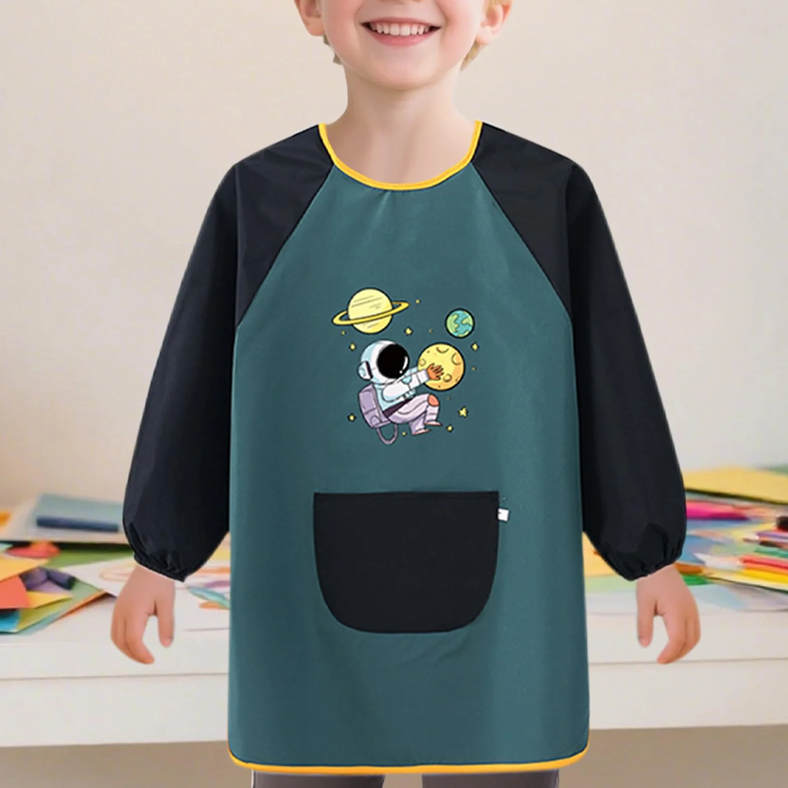 Blouse Anti-Tâches Enfant à Manches Longues pour Peinture, Jardin, Cuisine