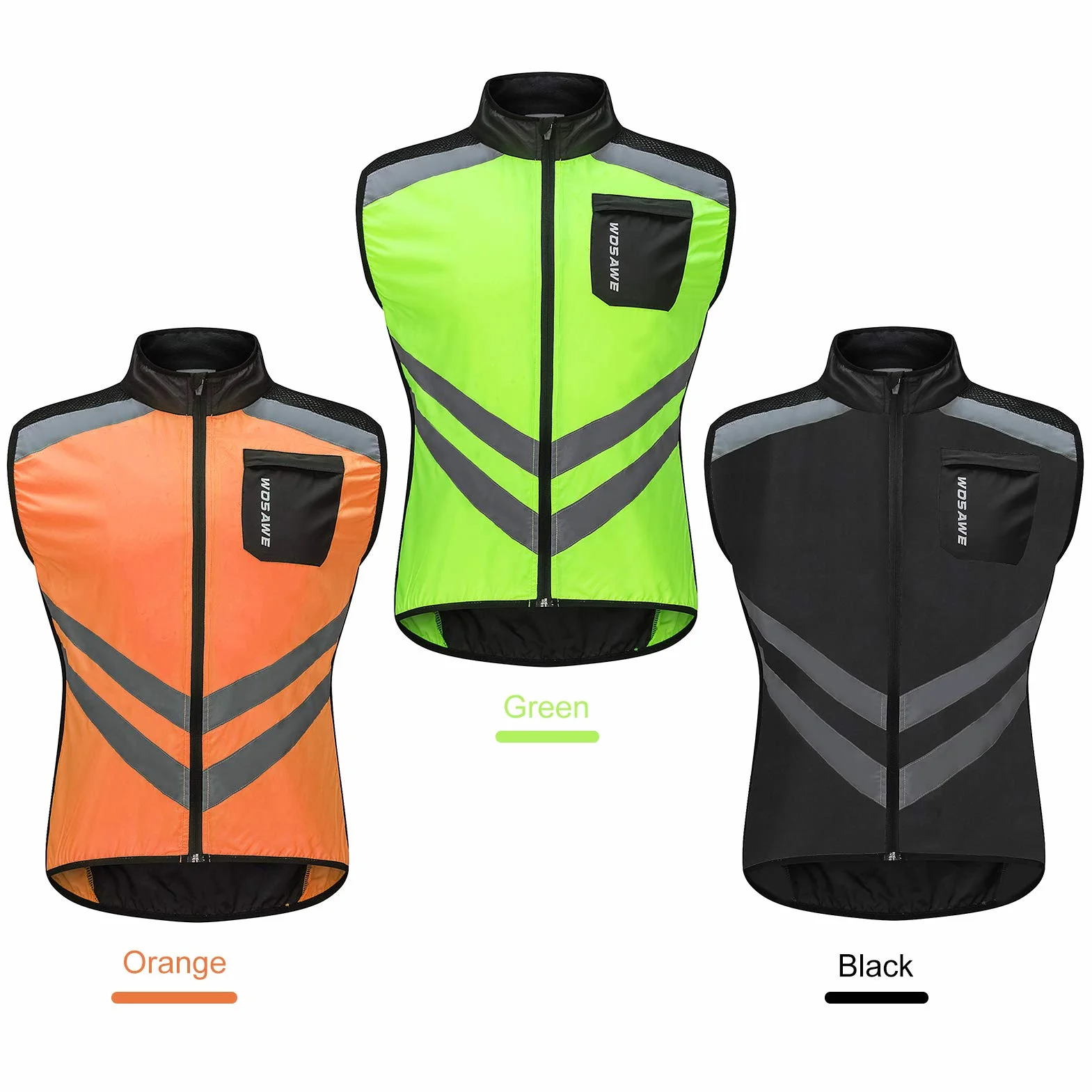 HUIOP Gilet Cyclisme Hommes Pliable Séchage Rapide Respirant Réfléchissant Sécurité Vélo Sport