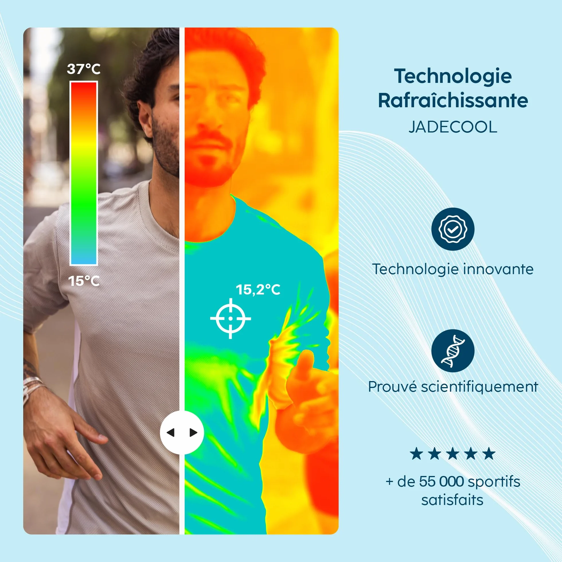 T-Shirt Rafraîchissant UPF50+ Protection Solaire Respirant Manches Courtes
