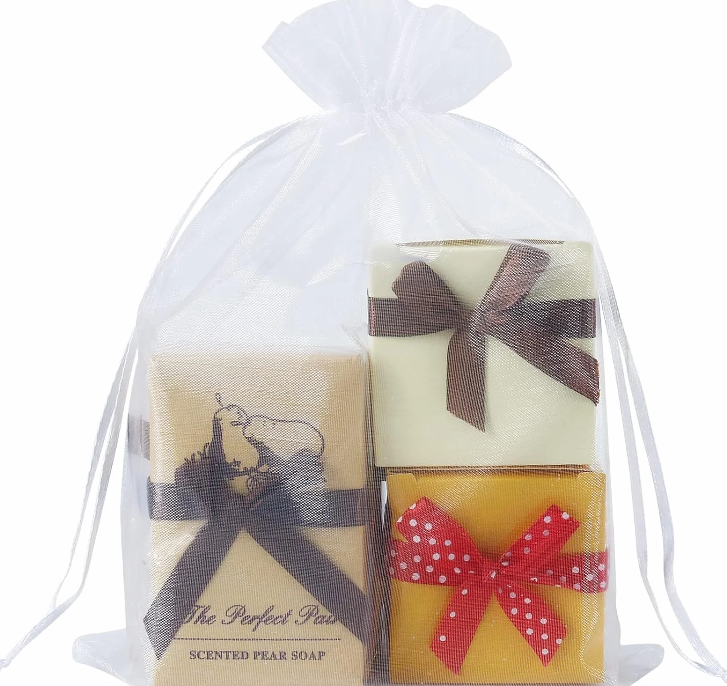 Sachet en Organza 15 x 20 cm, 50 Pièces, Pochette Organza Blanc, Sacs Cadeaux pour Mariage