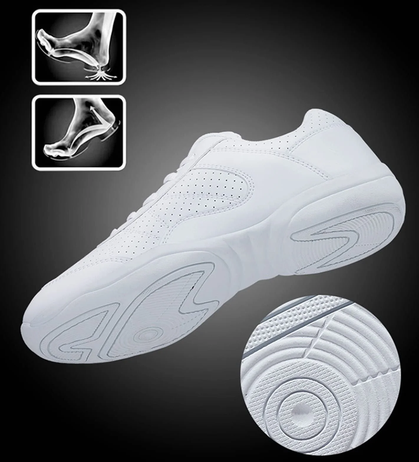 Chaussures de Danse Hommes Femmes Modern Soft Bottom Jazz Aérobic Respirant Dance Fitness 42 EU Blanc