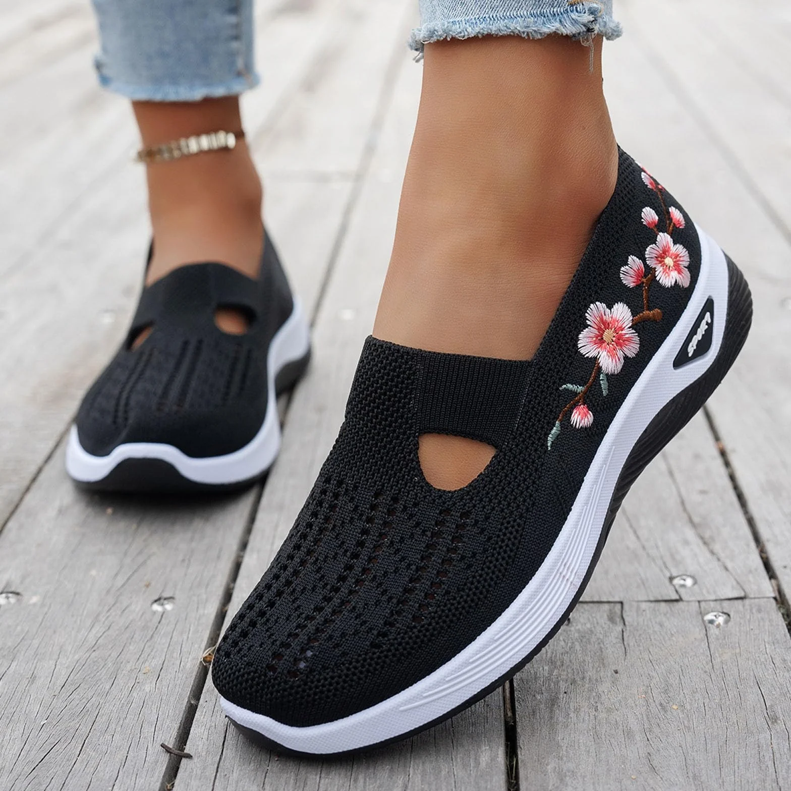 Chaussure Orthopédique Femme Baskets sans Laçage Chaussures De Marche À Plateforme Légères Confortables Amortissement Soulagement des Pieds