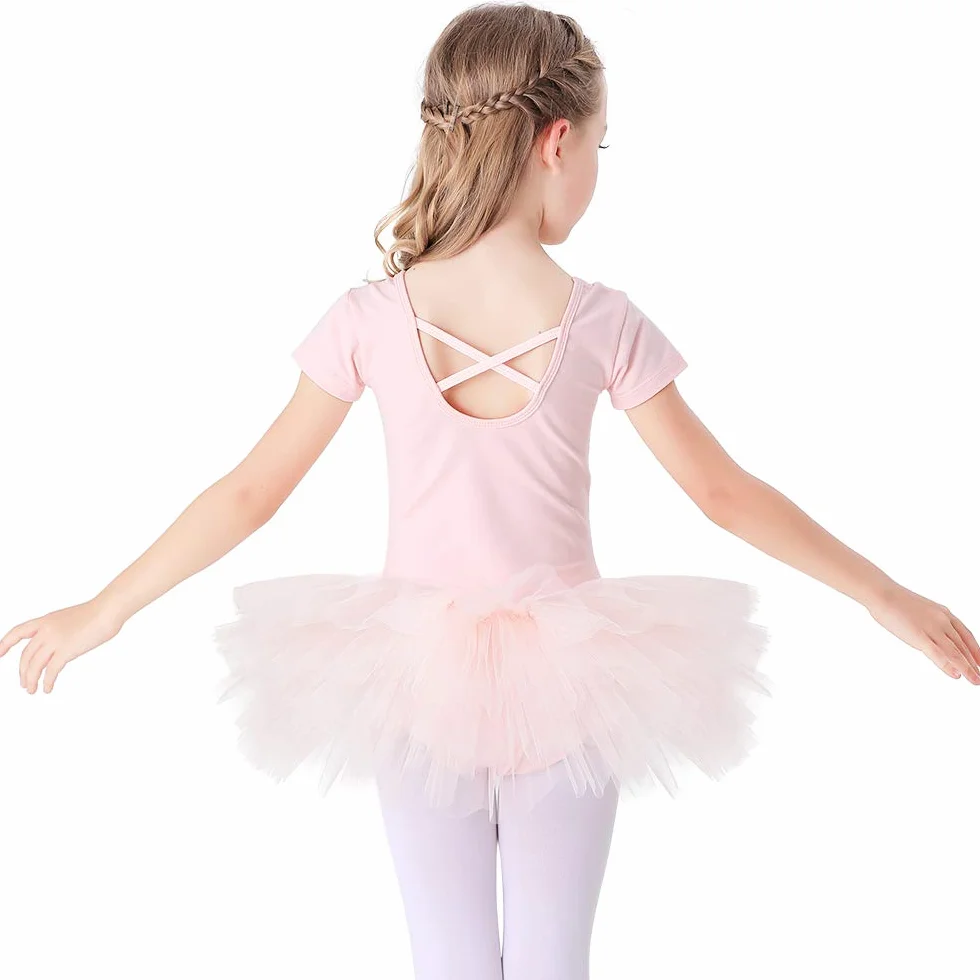 Bezioner Robe de Ballet Justaucorps en Coton Manche Courte pour Fille