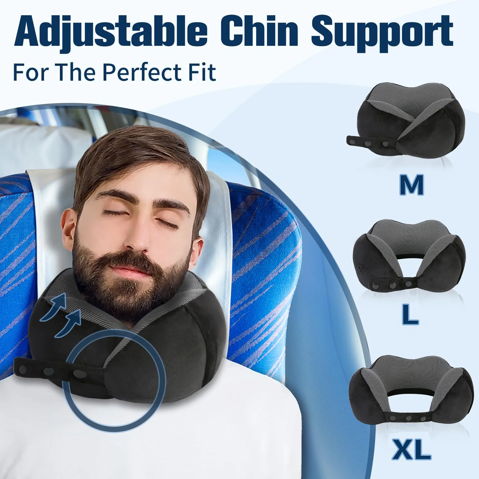 Cirorld Oreiller de Voyage en Mousse à Mémoire de Forme, Coussin de Nuque Ergonomique Réglable et Compact pour Adultes