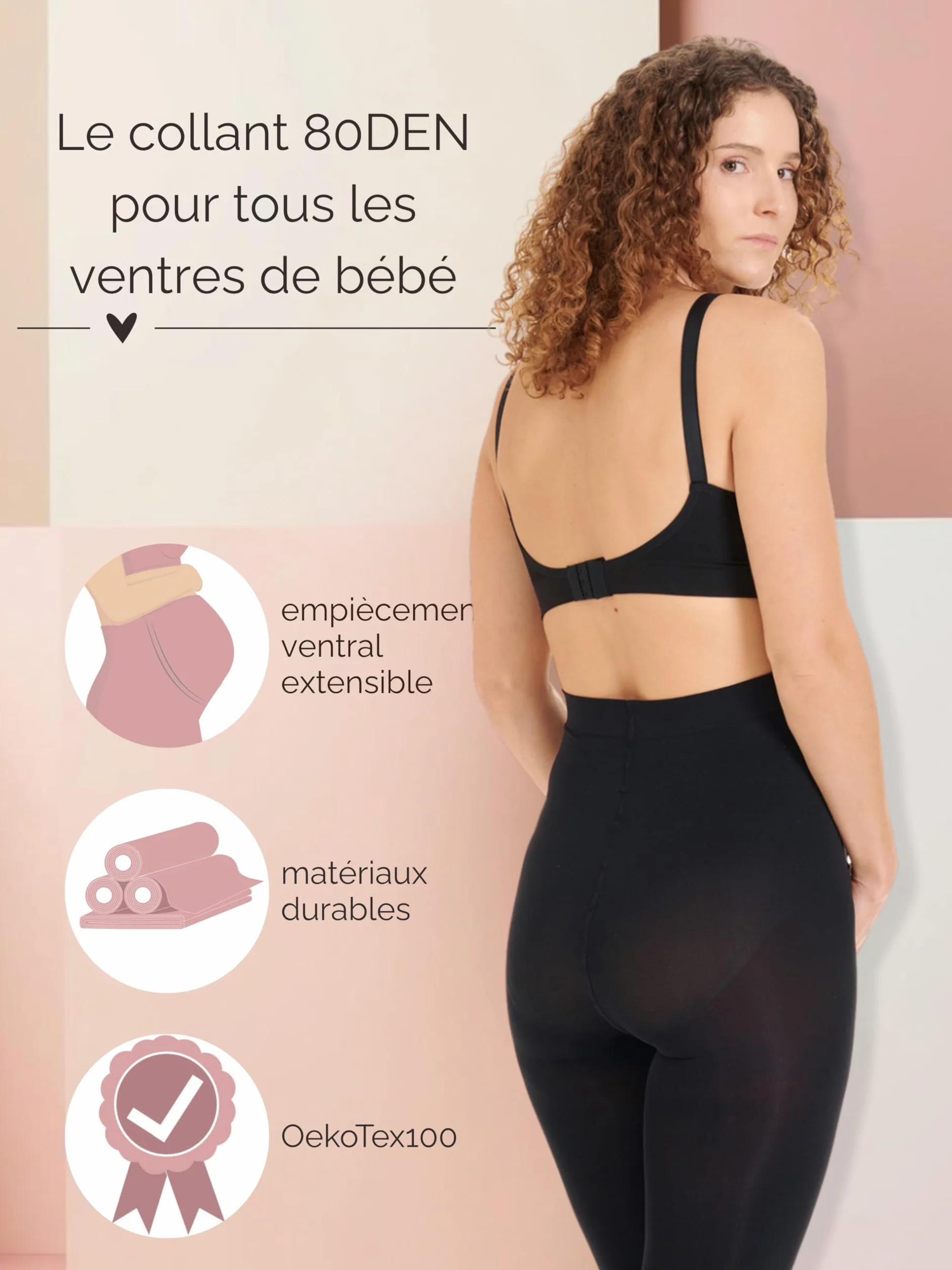 Collant de Grossesse opaque Voile 80DEN noirs matt Certifié Oeko-Tex 100 Lot de 1-2