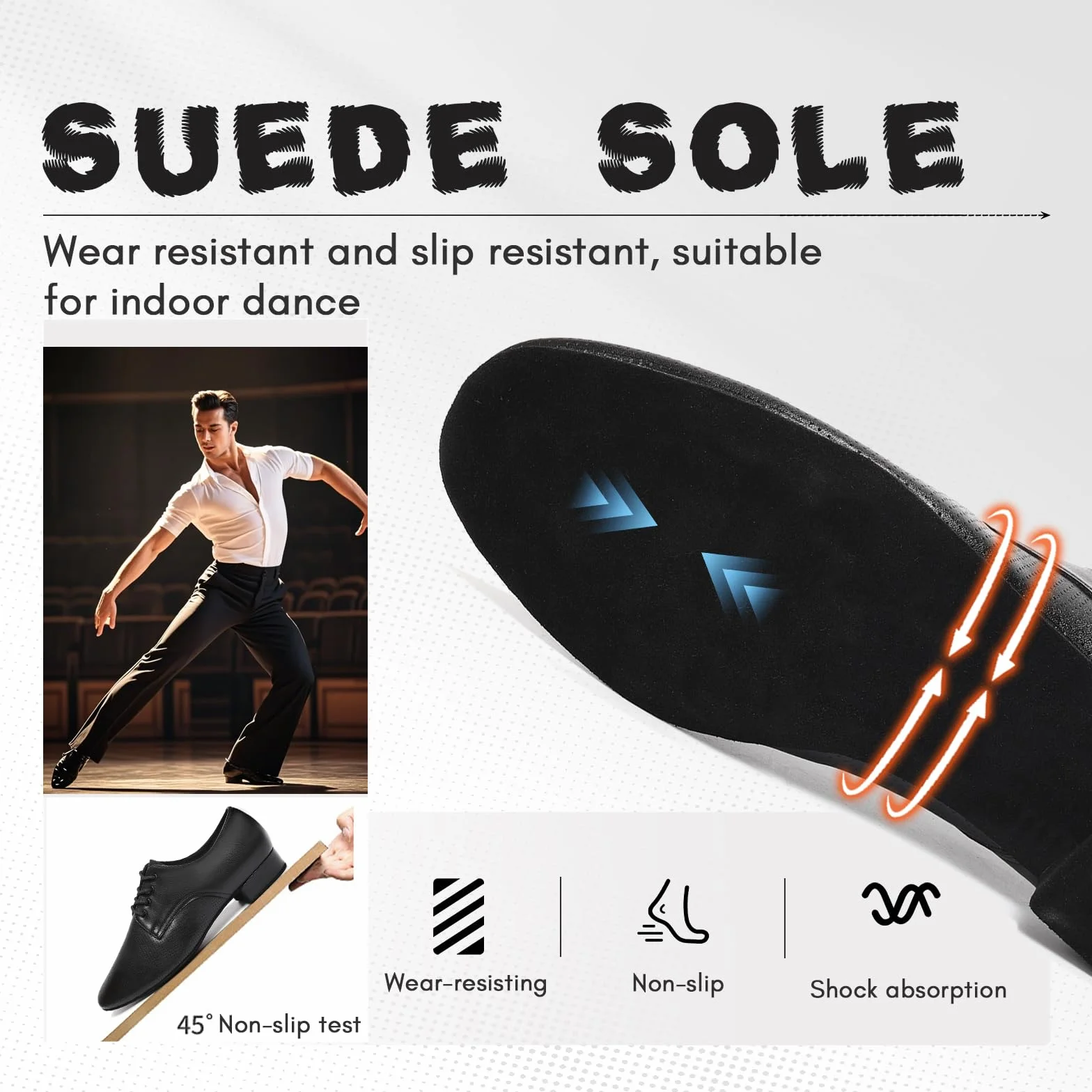 Chaussures de Danse Homme Standard Latin Salsa Lacets Bout Fermé Modèle 405-YG Tacco 2.5 cm