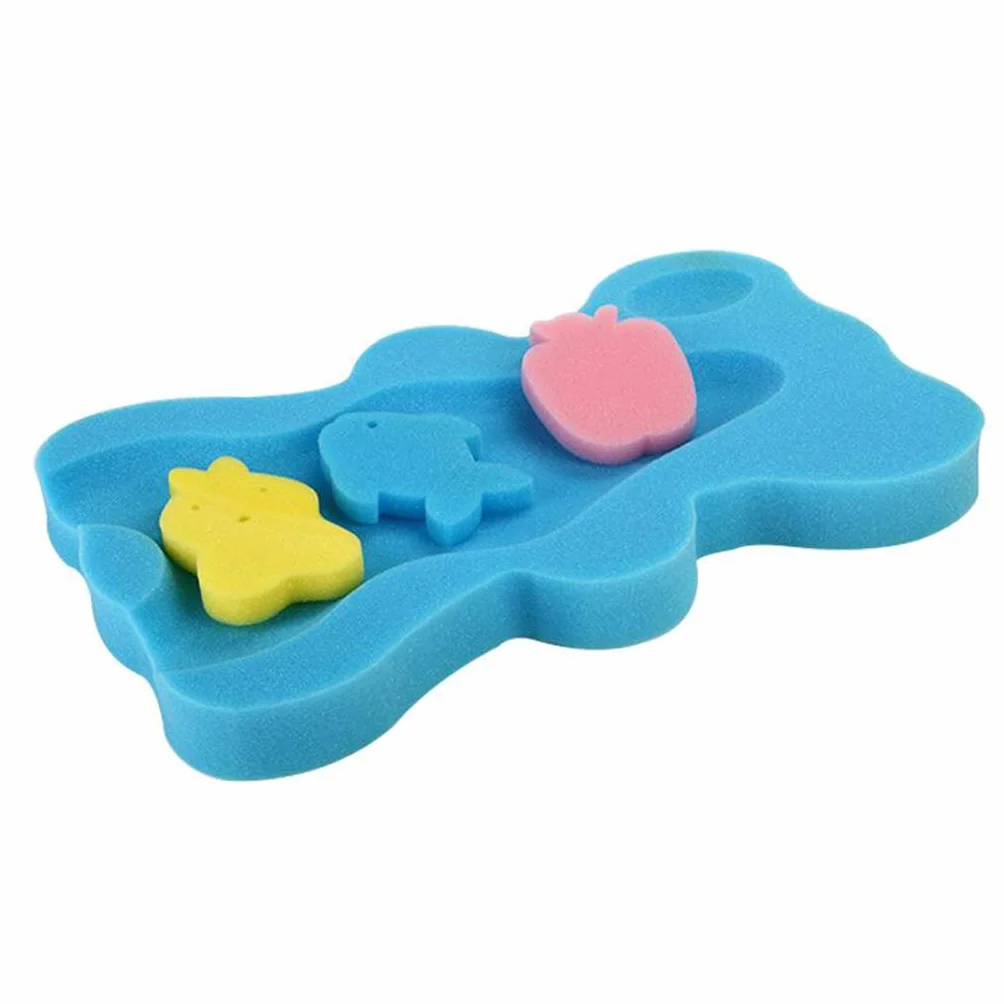 Perfeclan Siège éponge de bain pour bébé, Tapis antidérapant mignon, Coussin de sécurité pour enfants, Bleu