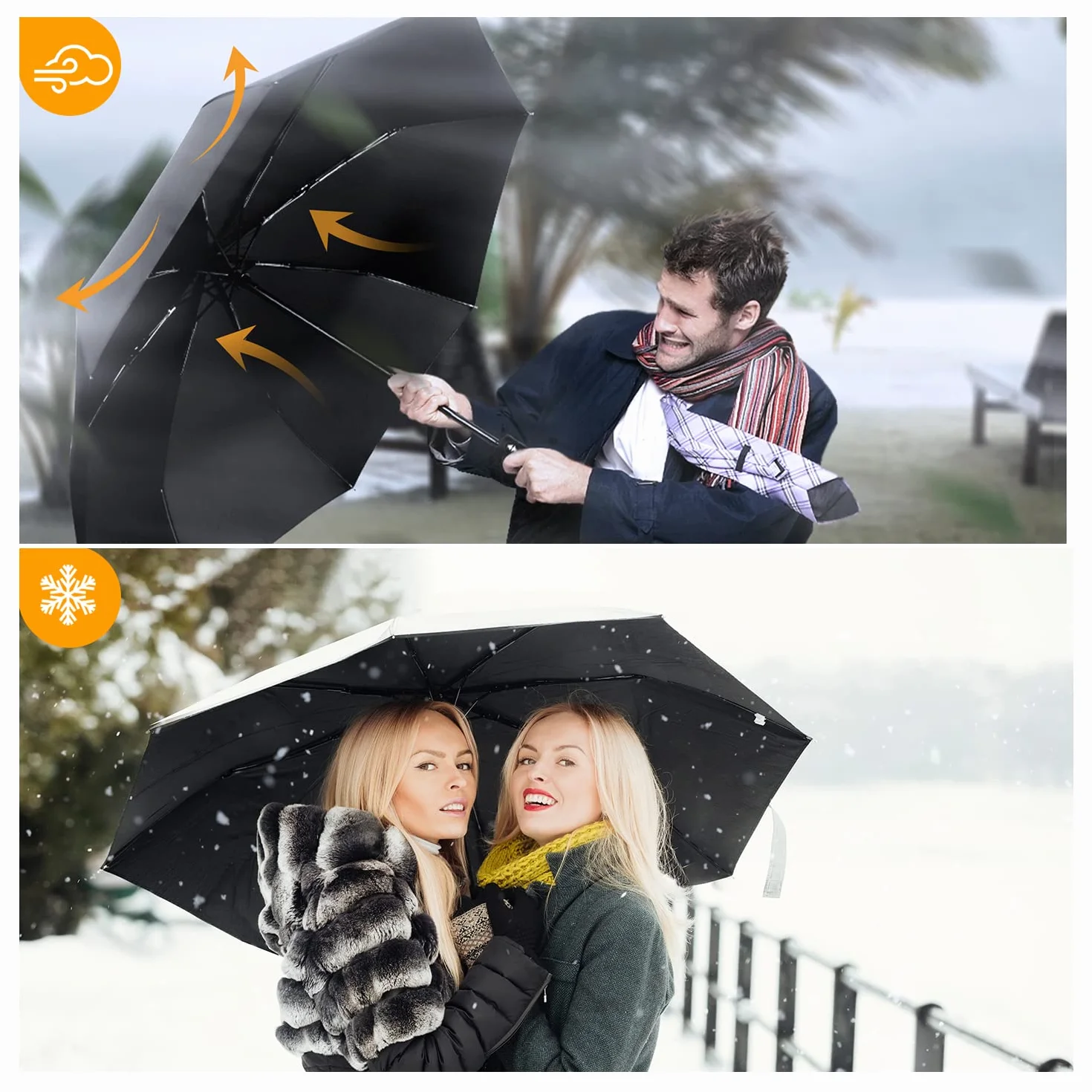 Parapluie Pliant Automatique Homme Femme Résistant à la Pluie Compacte Poignée Non Glissante
