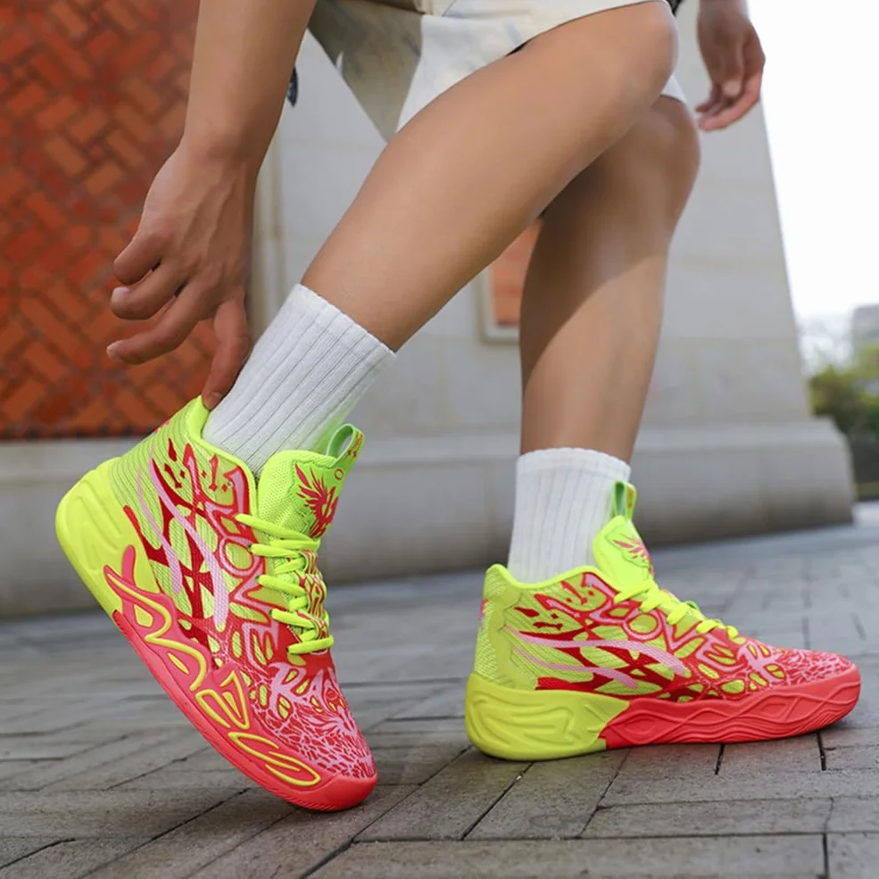 Chaussure de Basketball Homme Montantes Baskets Sport Semelle Caoutchouc Antidérapantes Légères Respirantes