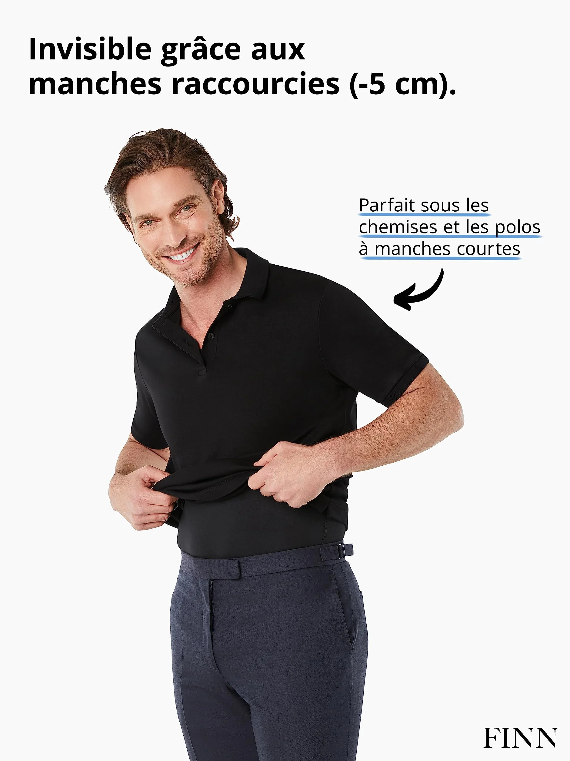 FINN Maillot de Corps Anti-Transpiration Hommes Manches Courtes