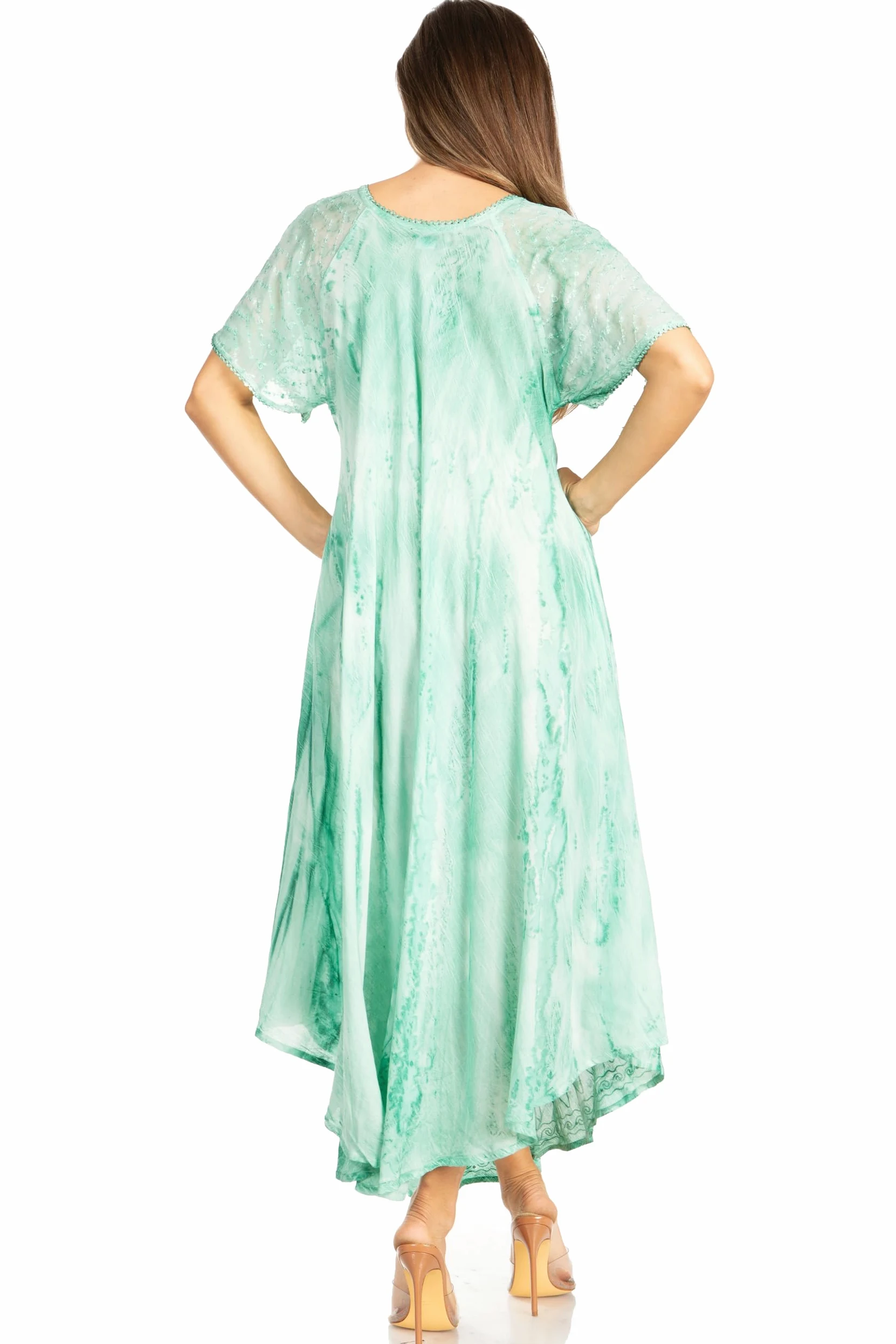 Sakkas Myani Two Tone brodé Sheer Manches Caftan Robe Longue | Couvrir