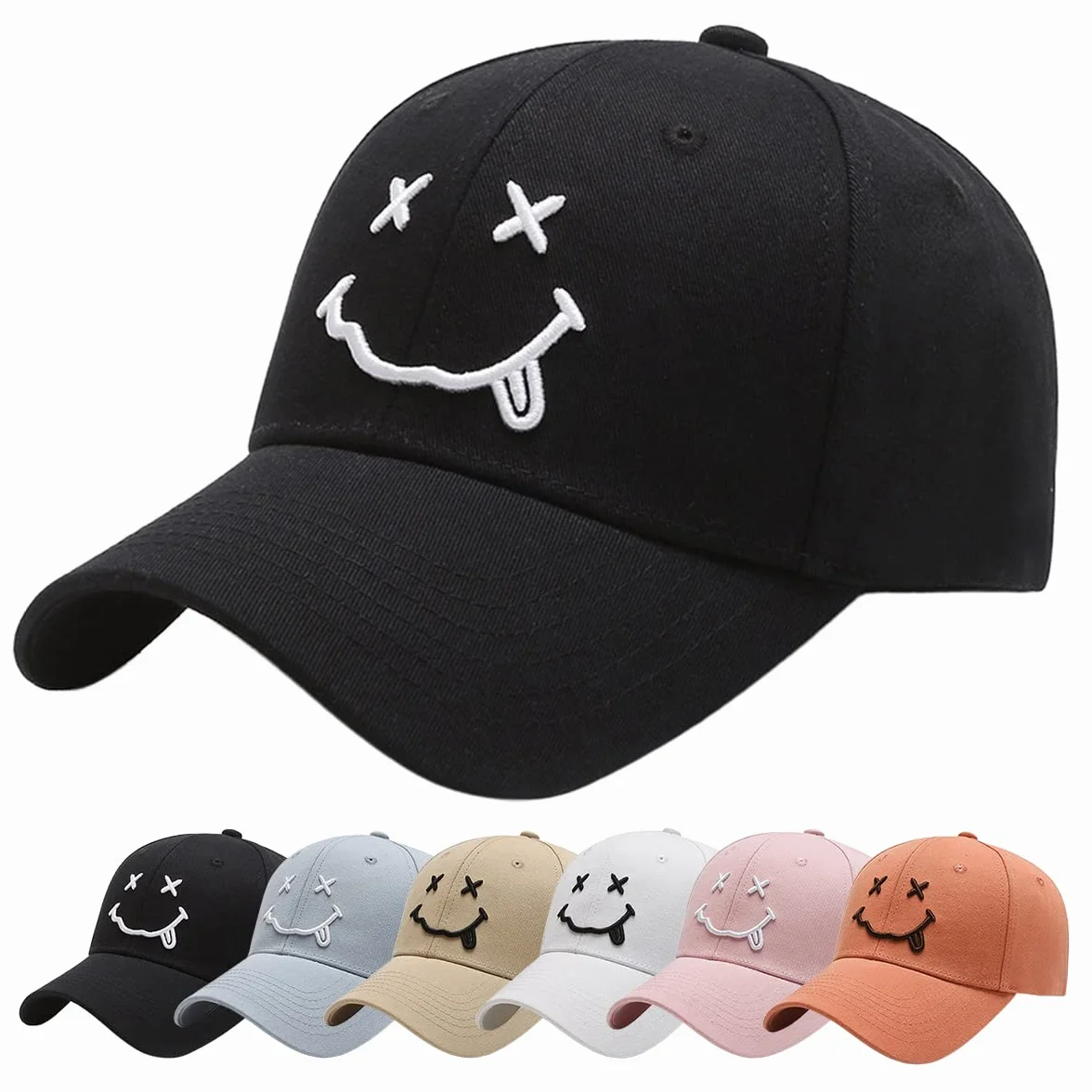 Casquette Baseball Enwokran Respirante Légère Réglable Unisexe Brodée Coton Anti-Soleil Sourire Hip Hop Sport Outdoor