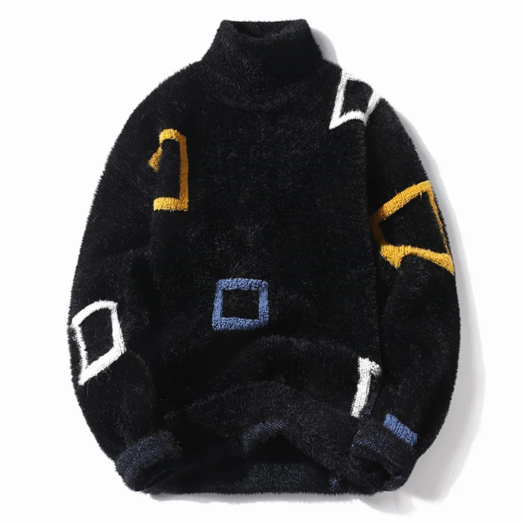 Pull à col roulé en cachemire épais pour homme - Pull d'hiver confortable