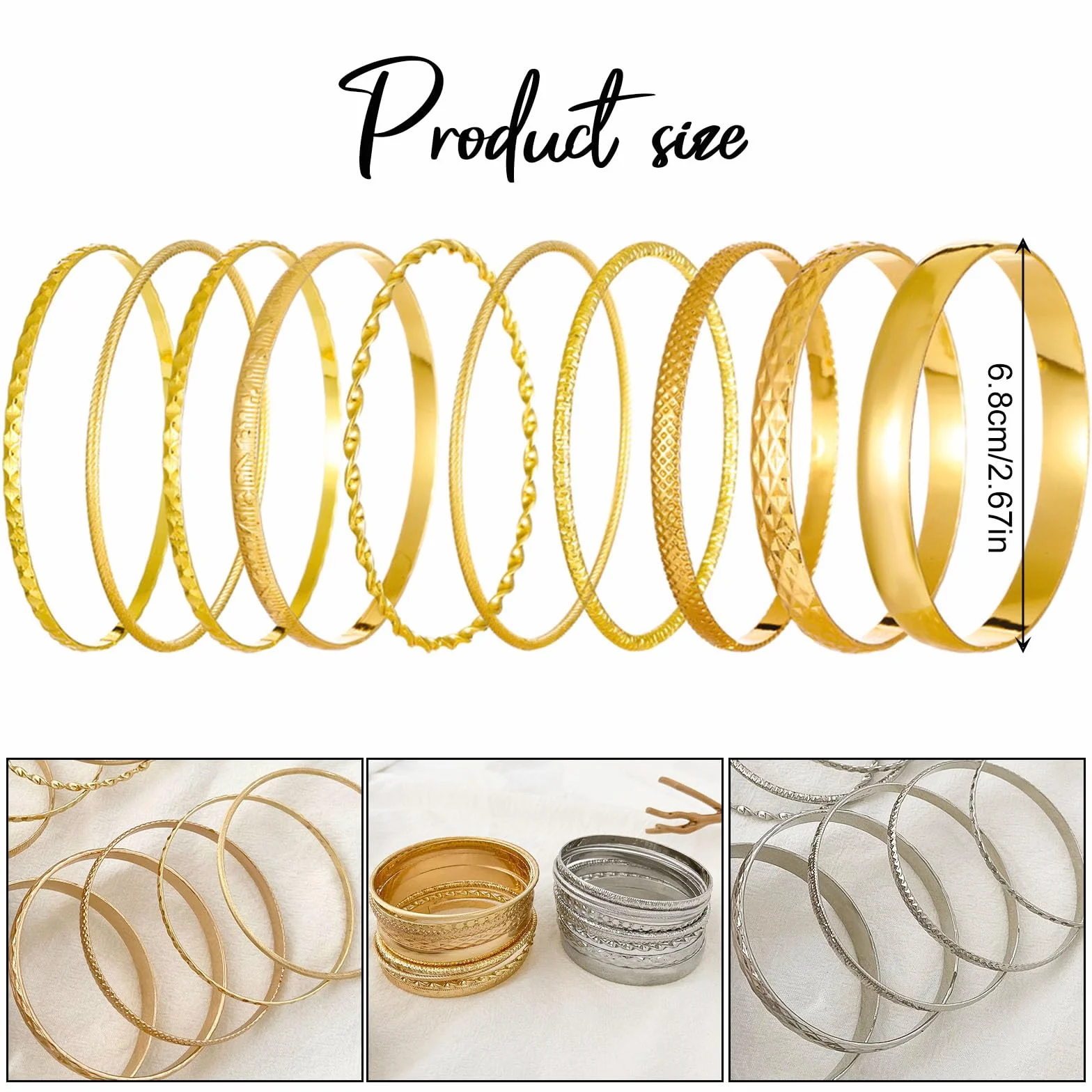 Set de 10 Bracelets pour Femmes Bohemia Vintage Ajustables Empilables Bijoux de Bras Mariage Fête