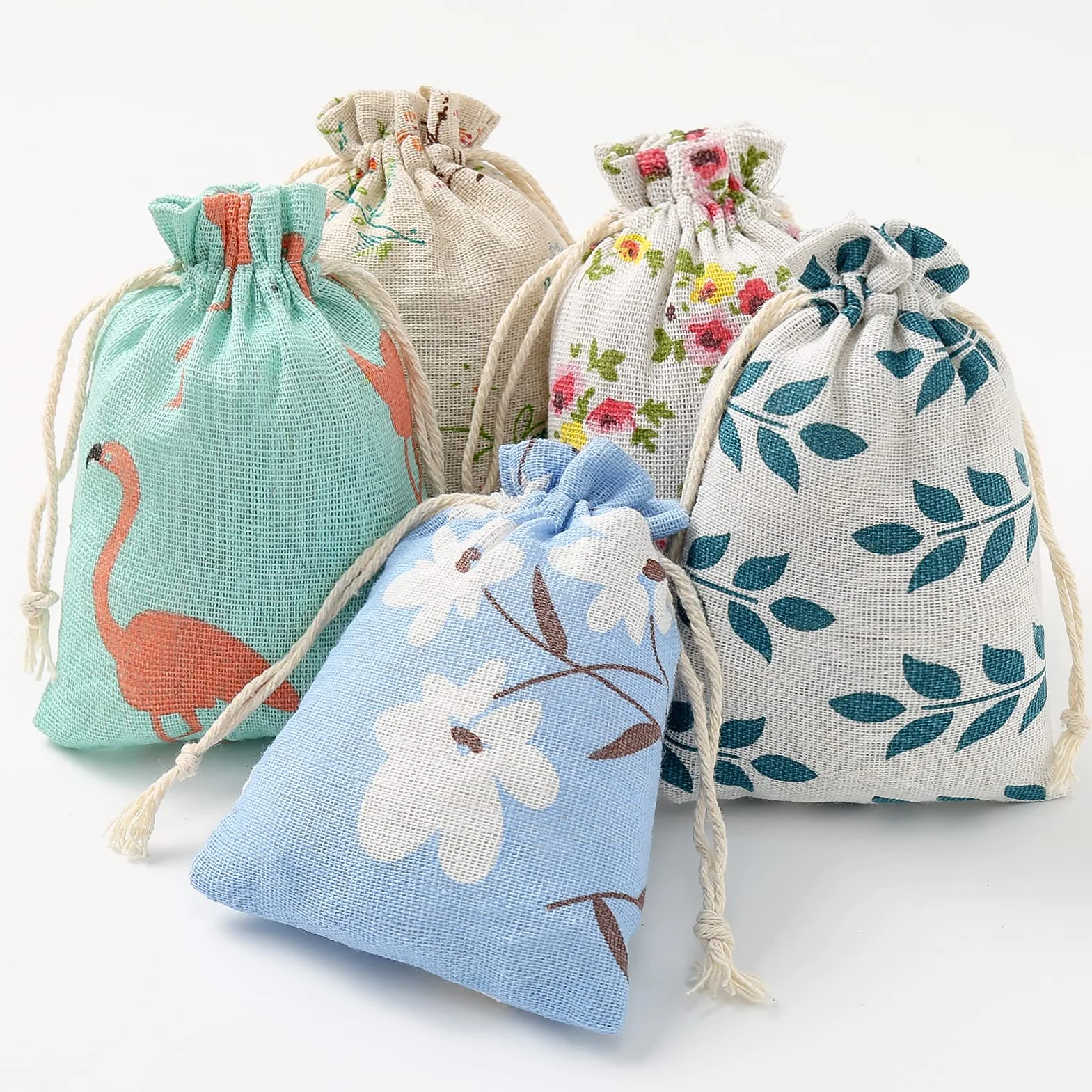 DAHI 25pcs Pochon Coton avec Cordon 10 x 14 cm Sacs Cadeau en Lin Chanvre Jute pour Bijoux