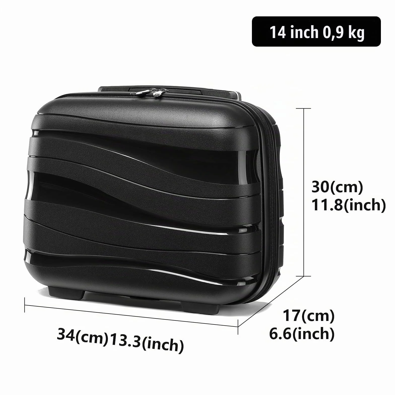 Kono Vanity Case Rigide ABS Portable 35.5x29.5x18.5cm Trousse de Toilette Noir