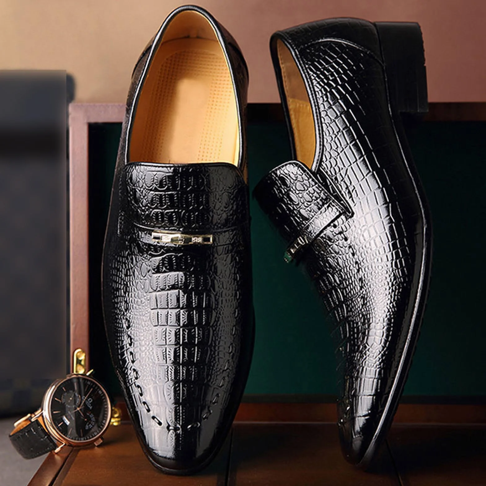 Mocassins Homme Été Chaussures de Danse Latine Compensées Habillées Larges