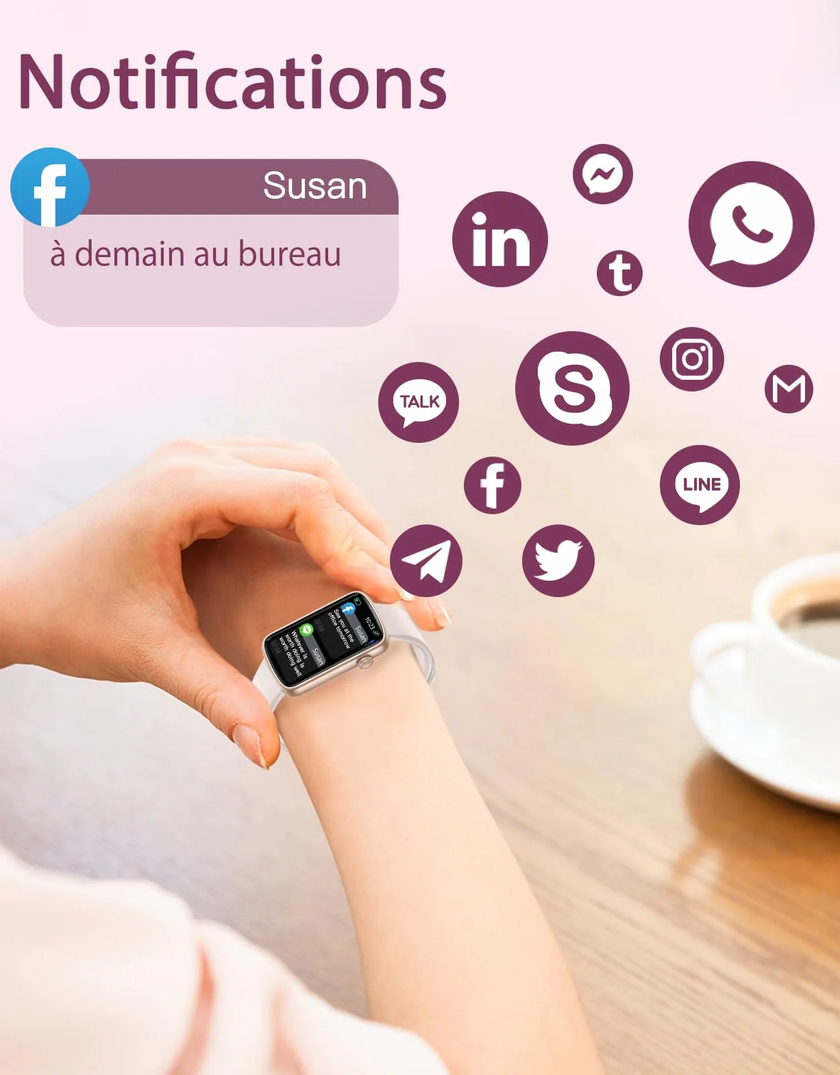 Montre Connectée Femme Petite Taille Bracelet Connecté Bluetooth 5.4 AMOLED 1,47" 30 Jours Autonomie Podomètre Cardiofréquencemètre Sommeil SpO2 Étanche 5ATM Android iOS