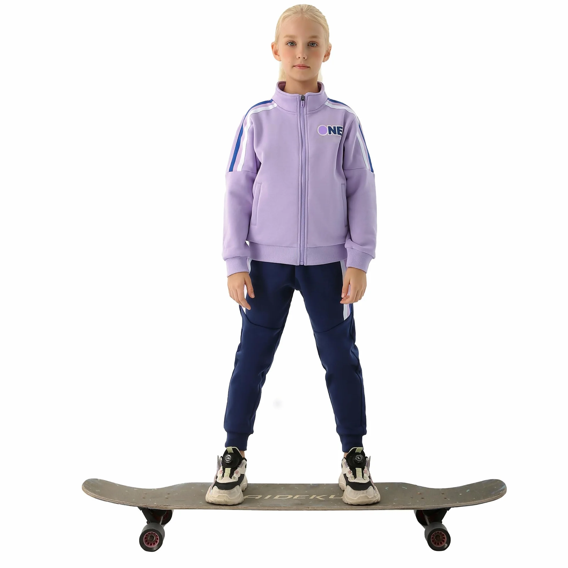 Survêtement 2 Pièces Fille Ensemble Veste et Pantalon Tenue Jogging Âge 4-15 Ans