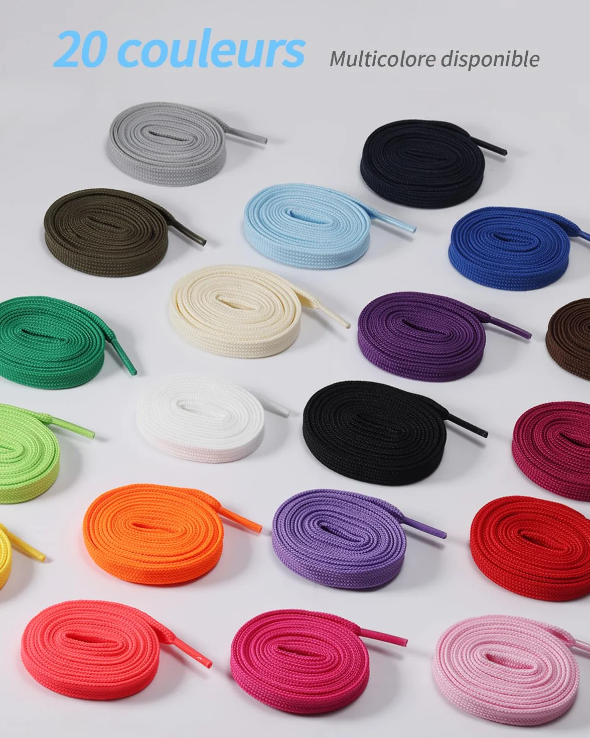 Lacets Plats 10mm Double Épaisseur Polyester 80-180cm Lacets de Remplacement Durable pour Sport