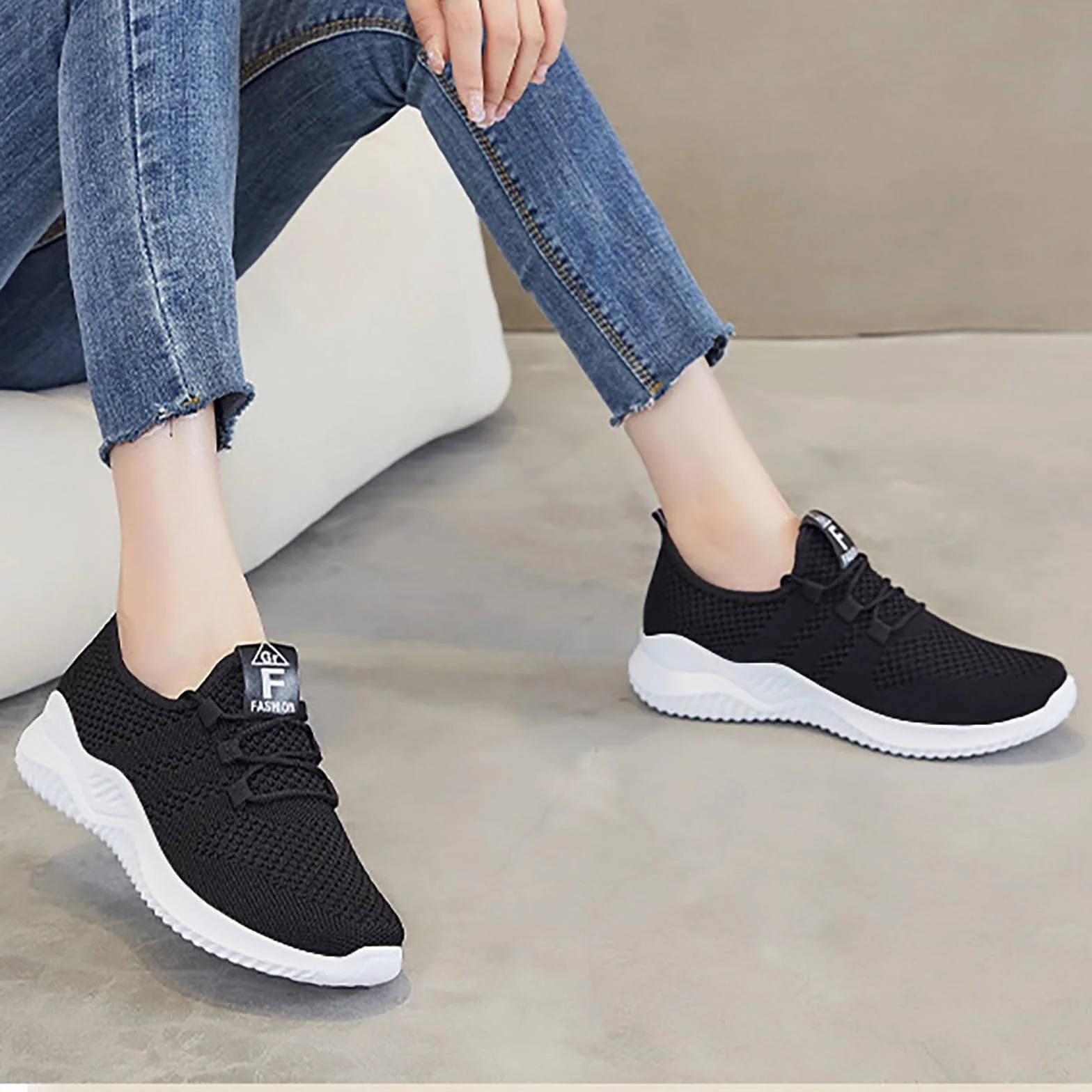 Femme Chaussures de Course Fitness Sport Running Slip on Outdoor Walking Legere Respirante Baskets Confortables Sneakers 36-42 EU