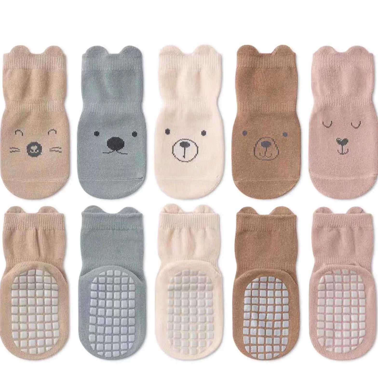 Chaussettes Antidérapantes Bébé Fond Silicone Coton Enfant Motif Animaux 0-12 mois 1-3 ans