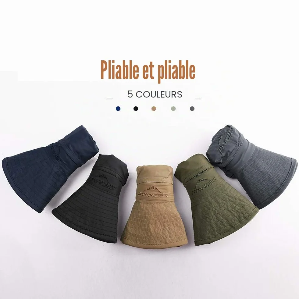 Comhats Grand chapeau de soleil pour homme XL-XXL, large bord UV Safari, imperméable coupe-vent 60-66 cm