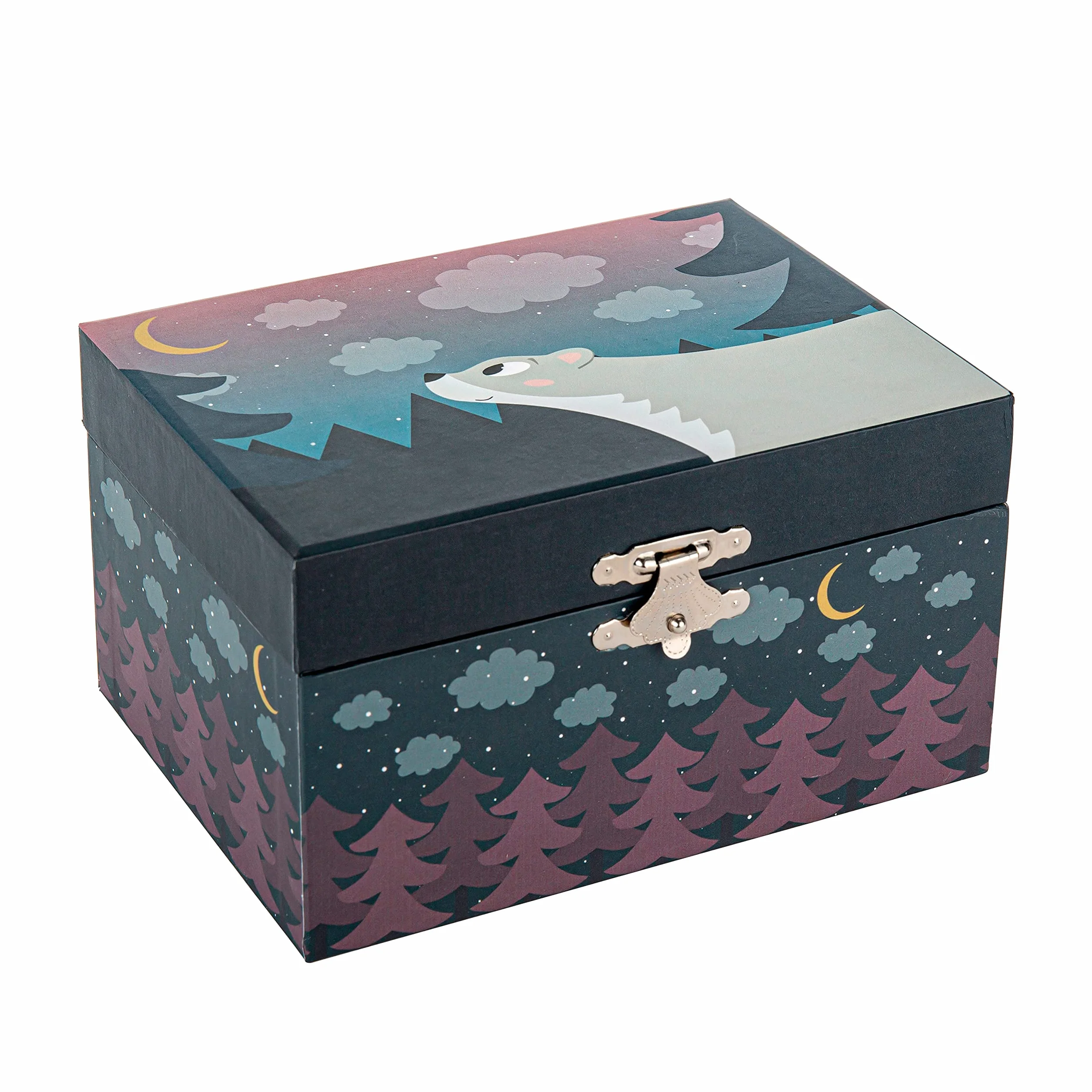 TROUSSELIER Coffret Musical Ours dans la Forêt Bleu nuit Phosphorescent Brille dans la nuit