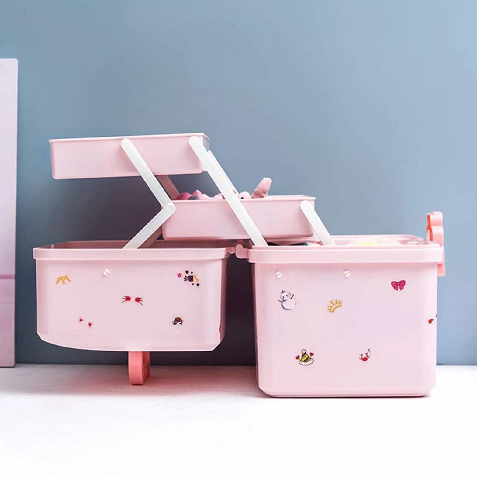 Boîte de rangement pour accessoires de cheveux enfants 3 couches étui à bijoux petite fille