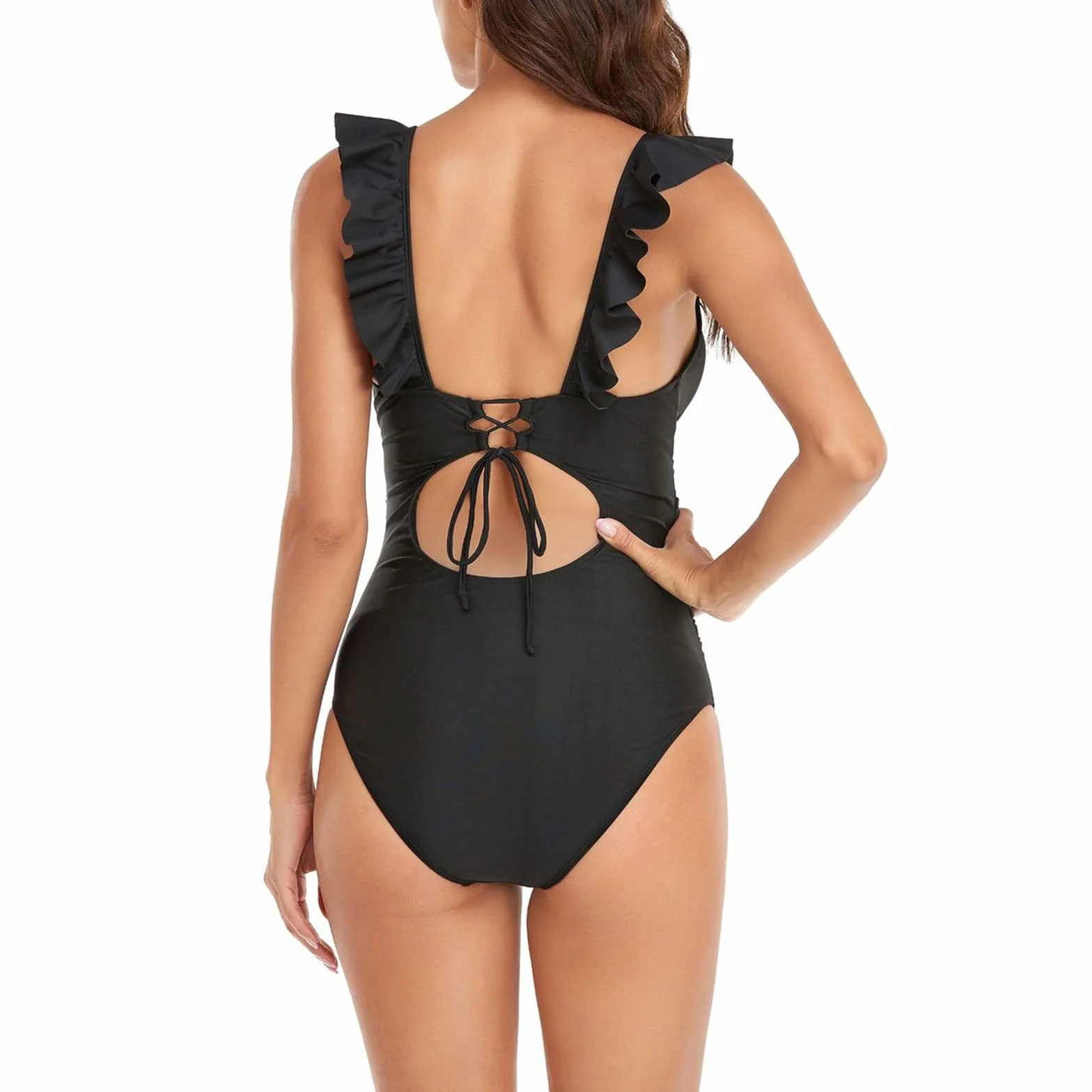 Maillot de Bain Maternité Une Pièce Col en V pour Femme Enceinte