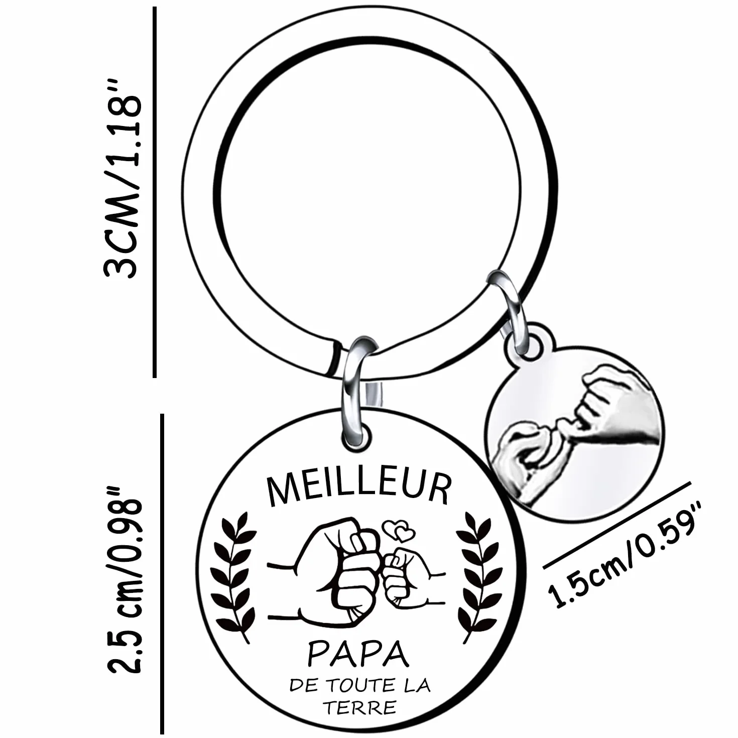 Porte-clés Papa Cadeau Fête des Pères Homme Baptême Noel