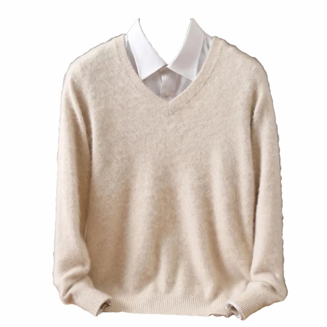 Pull Ample en Cachemire à Manches Longues Col en V pour Homme
