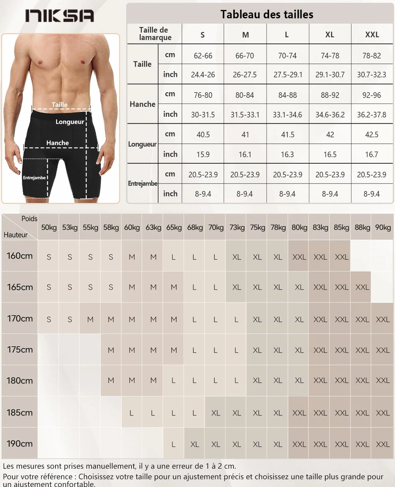 Niksa Short Compression Homme Running Sport 3 Pièces