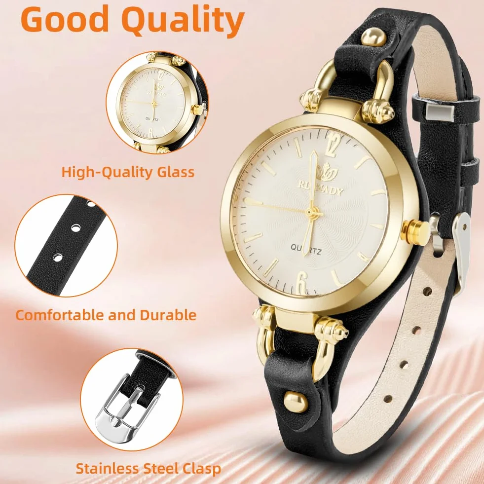 OFFCUP Montre Femme Cuir Diamant Quartz Analogique Cadran Chiffres Arabes