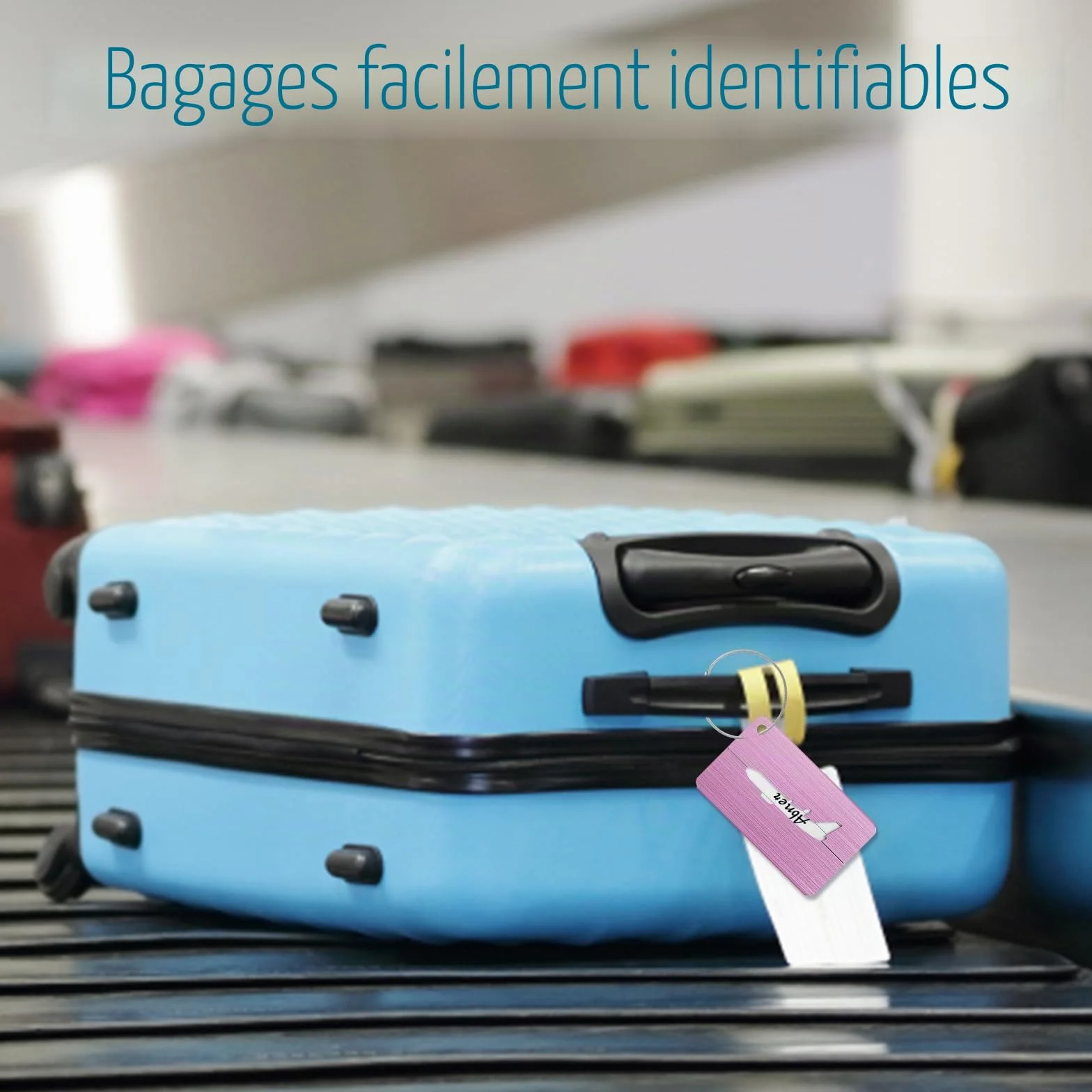 Alyvisun Etiquette Valise Métal 5 Pièces avec Carte Informations 7,5x4,5 cm
