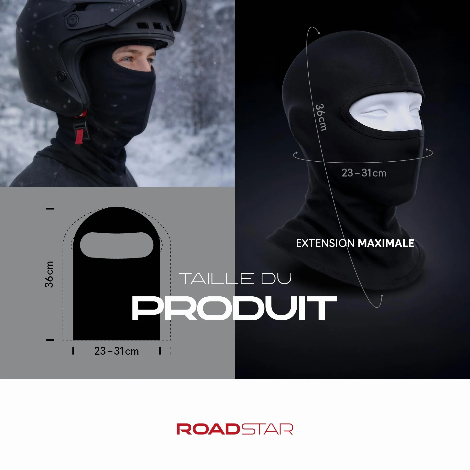 ROAD-STAR Cagoule 100% Coton Noir