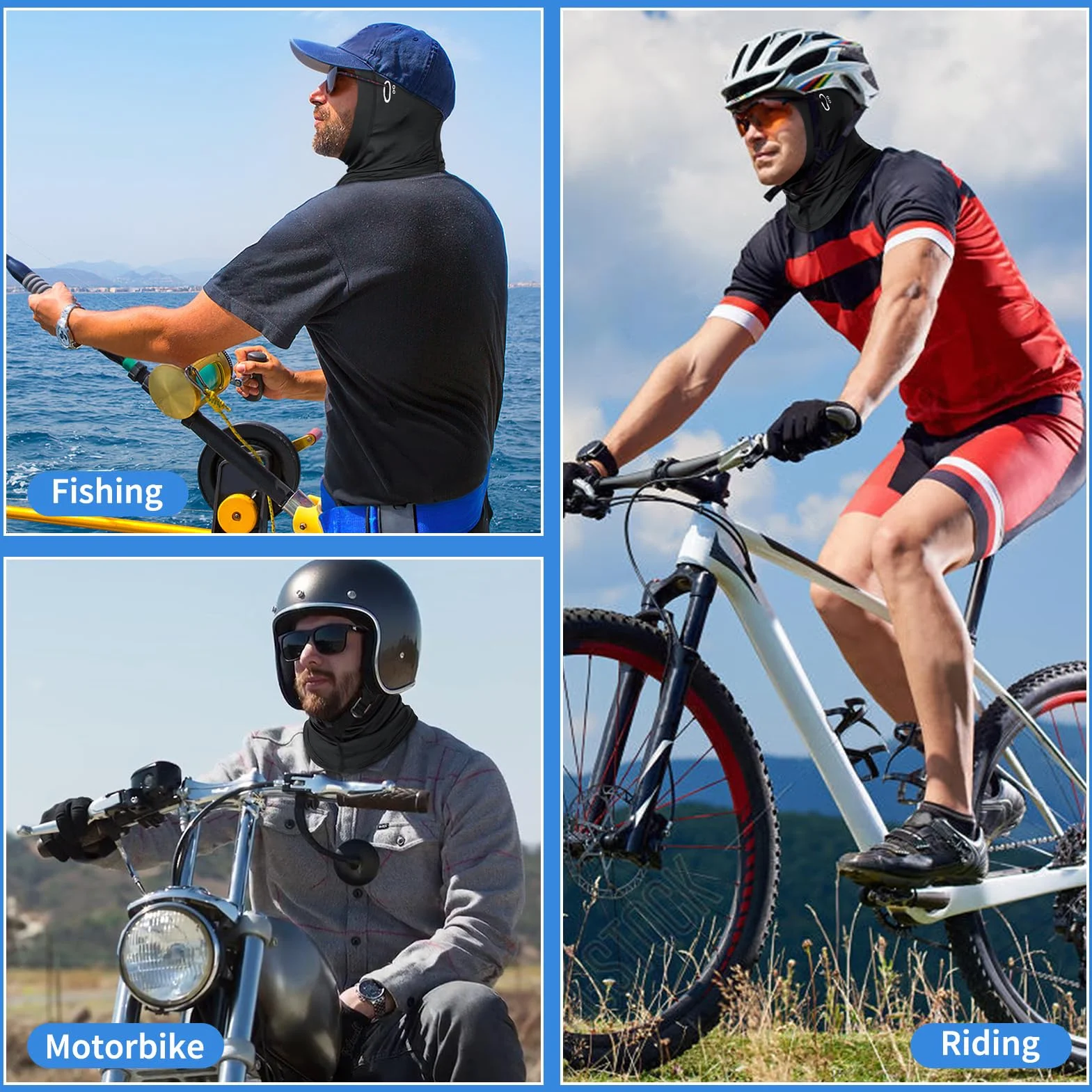 MELLIEX Cagoule Rafraîchissant Été Homme Femme avec Trous pour Lunettes Cyclisme Moto