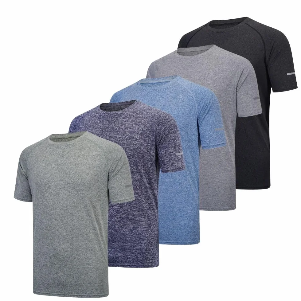 Lot de 5 t-shirts de sport homme manches courtes encolure ronde matière perméable à l'air