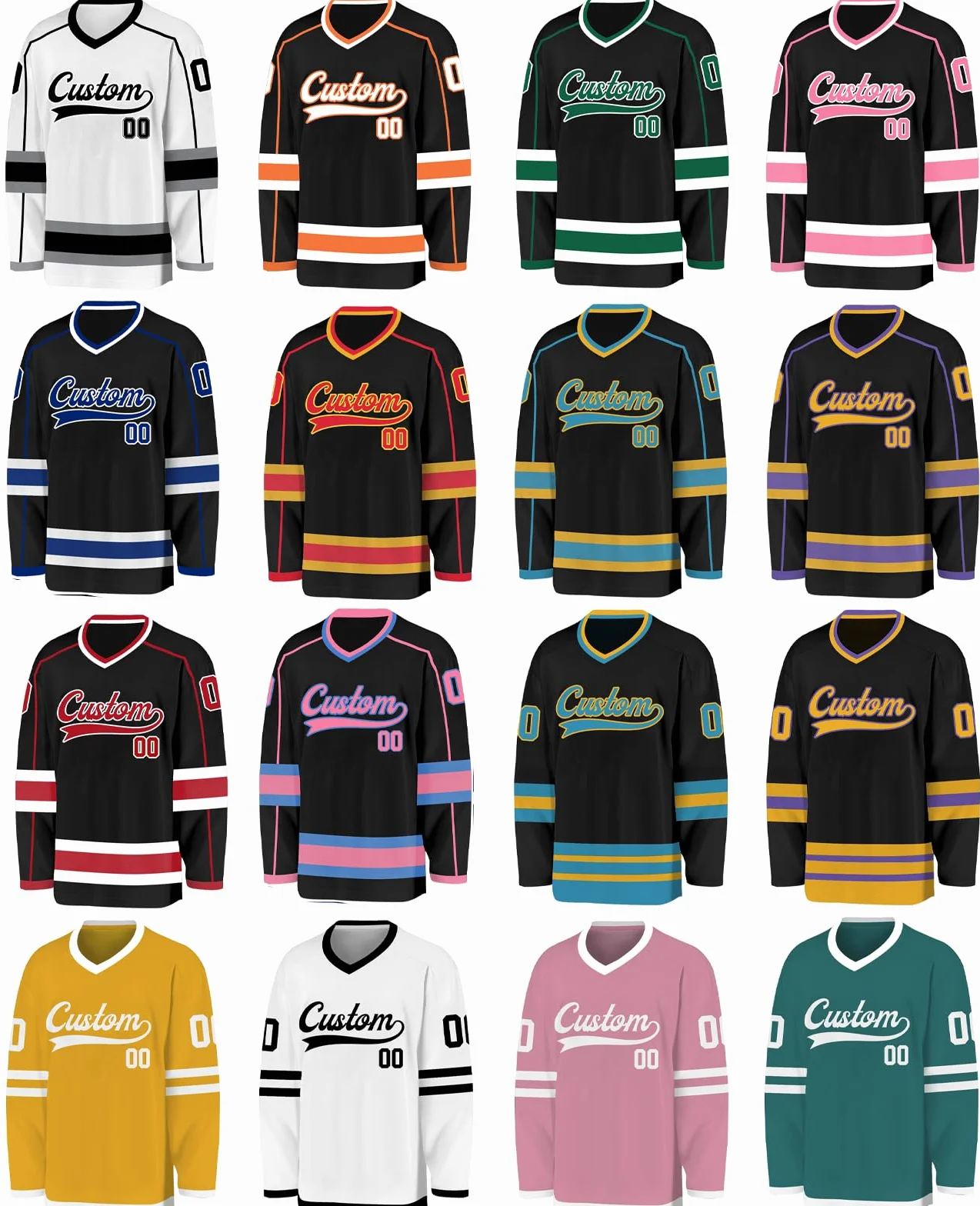 Maillot Hockey Personnalisé Chemise Hockey Glace avec Logo Prénom Numéro Sport Manches Longues Homme Femme S-3XL