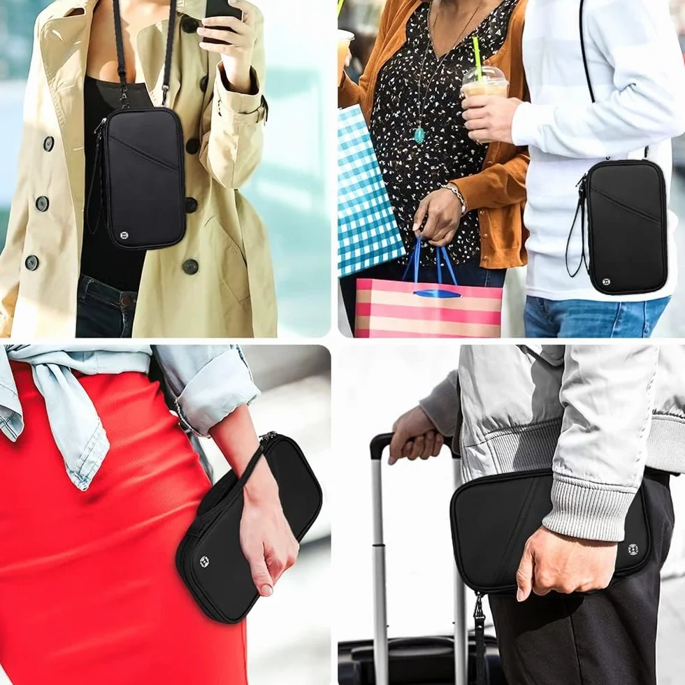 Porte-Passeport de Voyage RFID Familial imperméable Grand Portefeuille avec Poche zippée