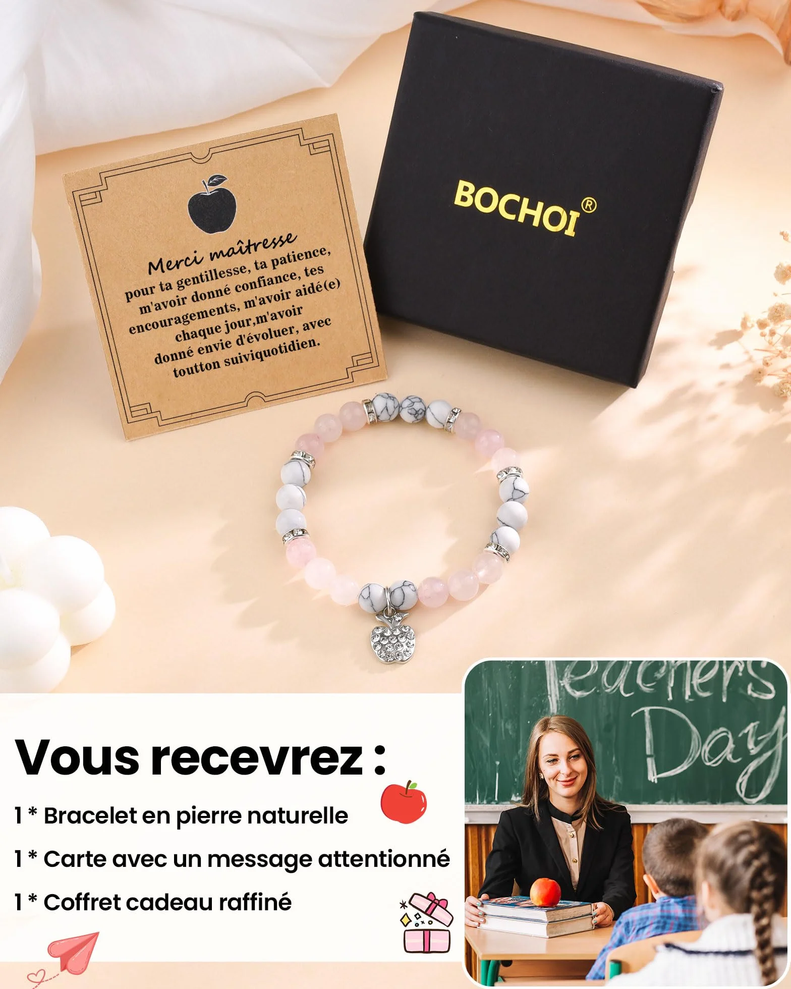 Bracelet Cadeau Maîtresse Professeur Fin d'Année École