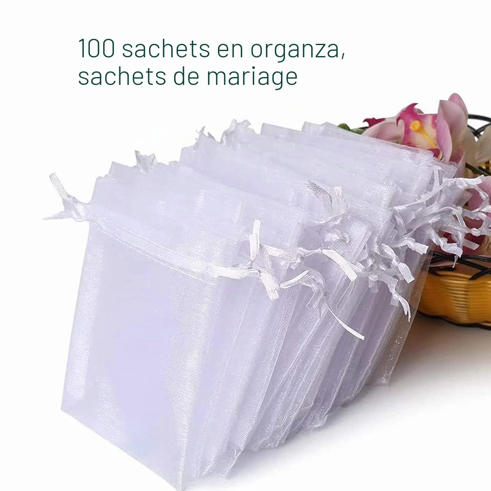 Sachets en organza blanc 7x9 cm lot de 100 pour mariage bijoux lavande bonbons décoration