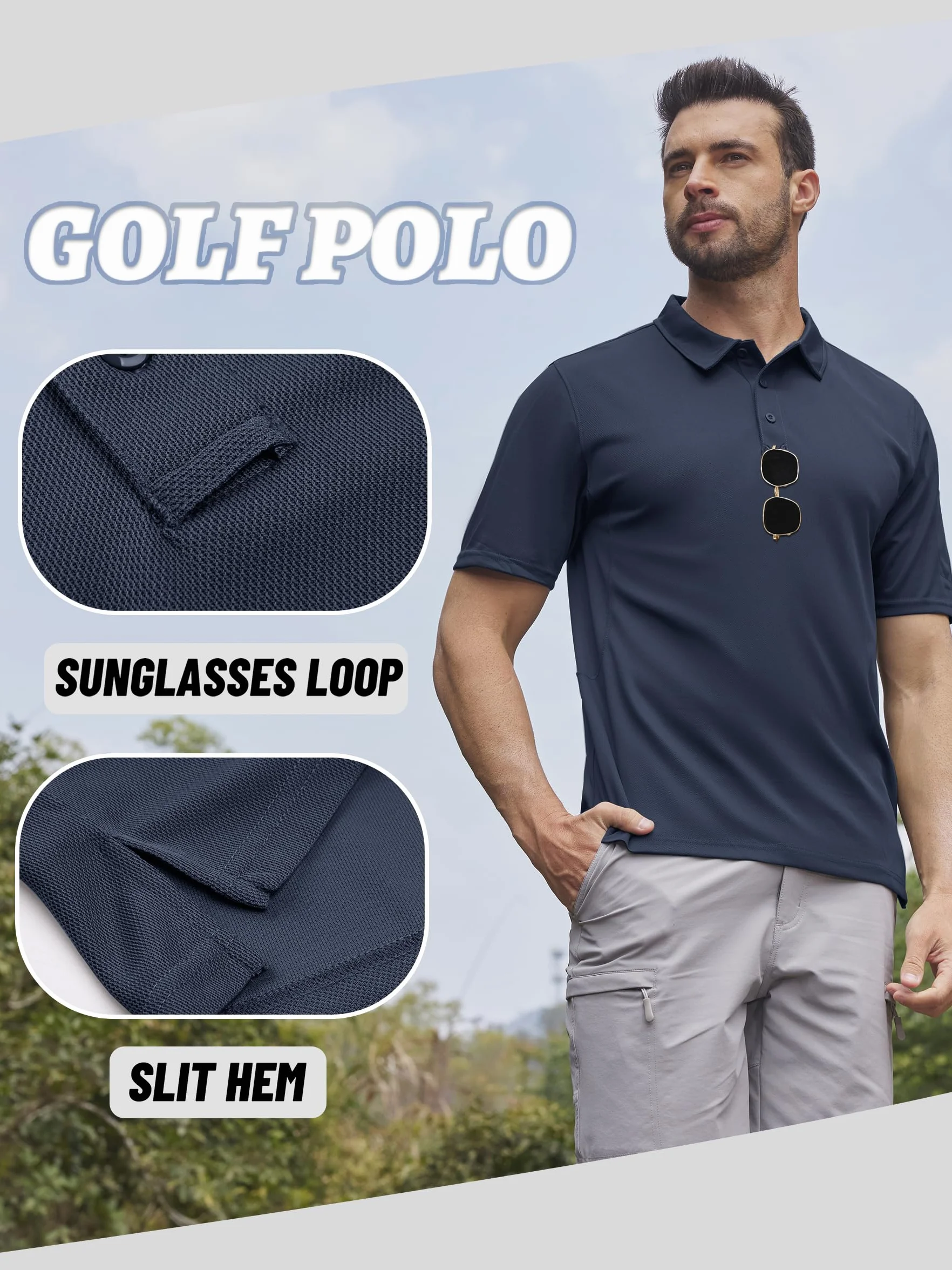 KEFITEVD Polo Homme T-Shirt Golf Séchage Rapide Manches Courtes Été Léger